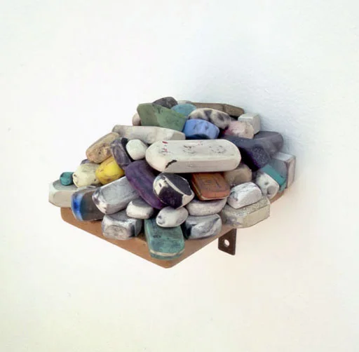 If I falter, if you falter ..., 2008, eraser on wallboard, 12 x 12 x 12 cm