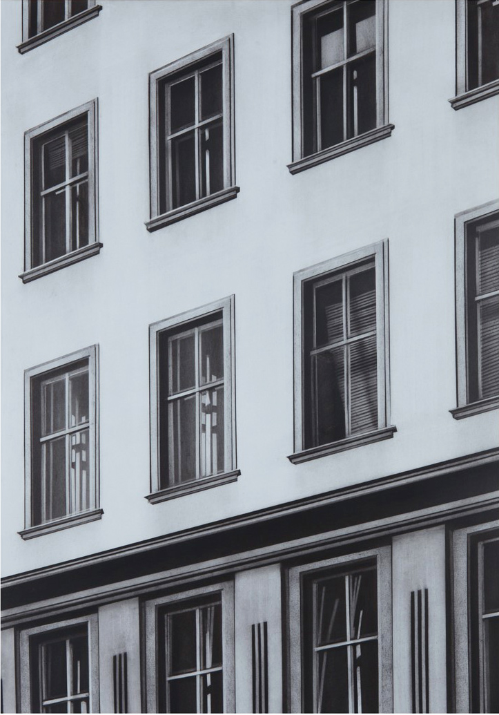  Schuinzicht Apartment, 2017, charcoal on paper, 76,5 x 53,5 cm 