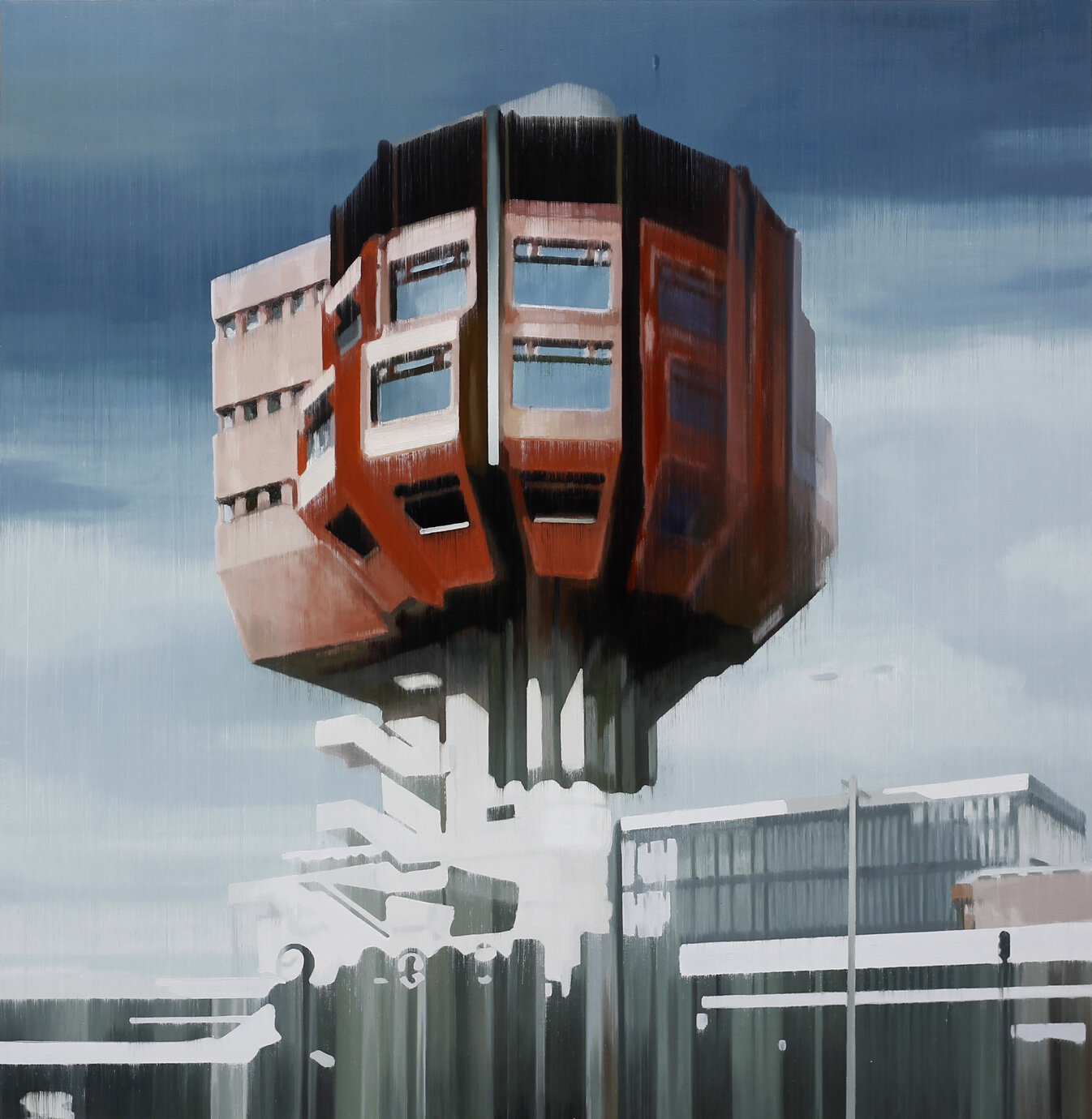  Turmrestaurant (Steglitz), 2020, Öl auf Holz, 122 x 119 cm 