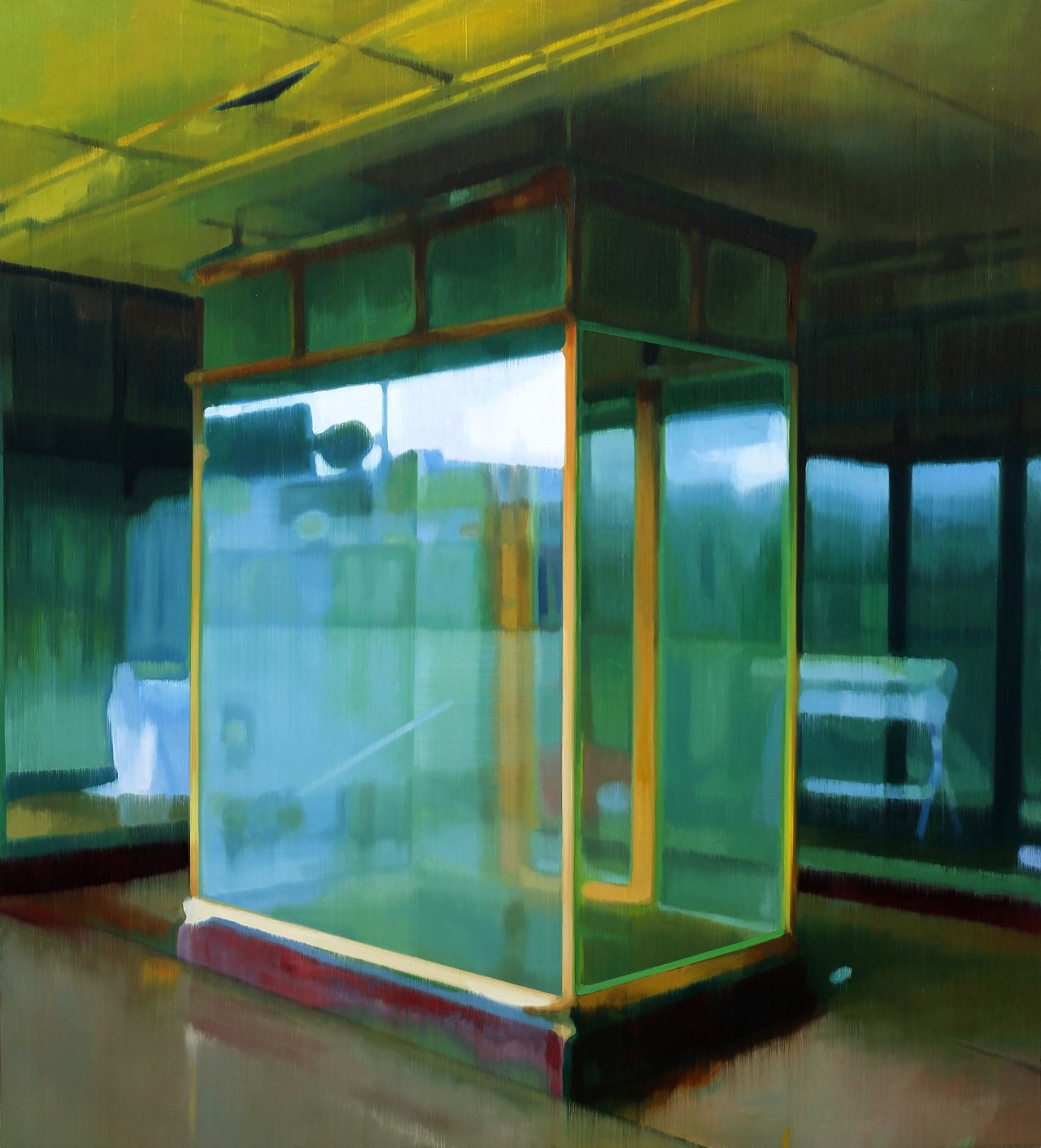  Empty Kiosk, 2023, Öl auf Holz, 135 x 122 cm 
