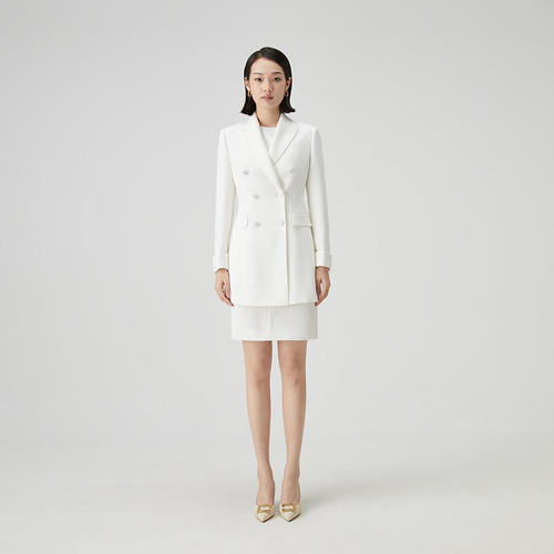 Witte blazer jurk - trouwjurk op maat double breasted