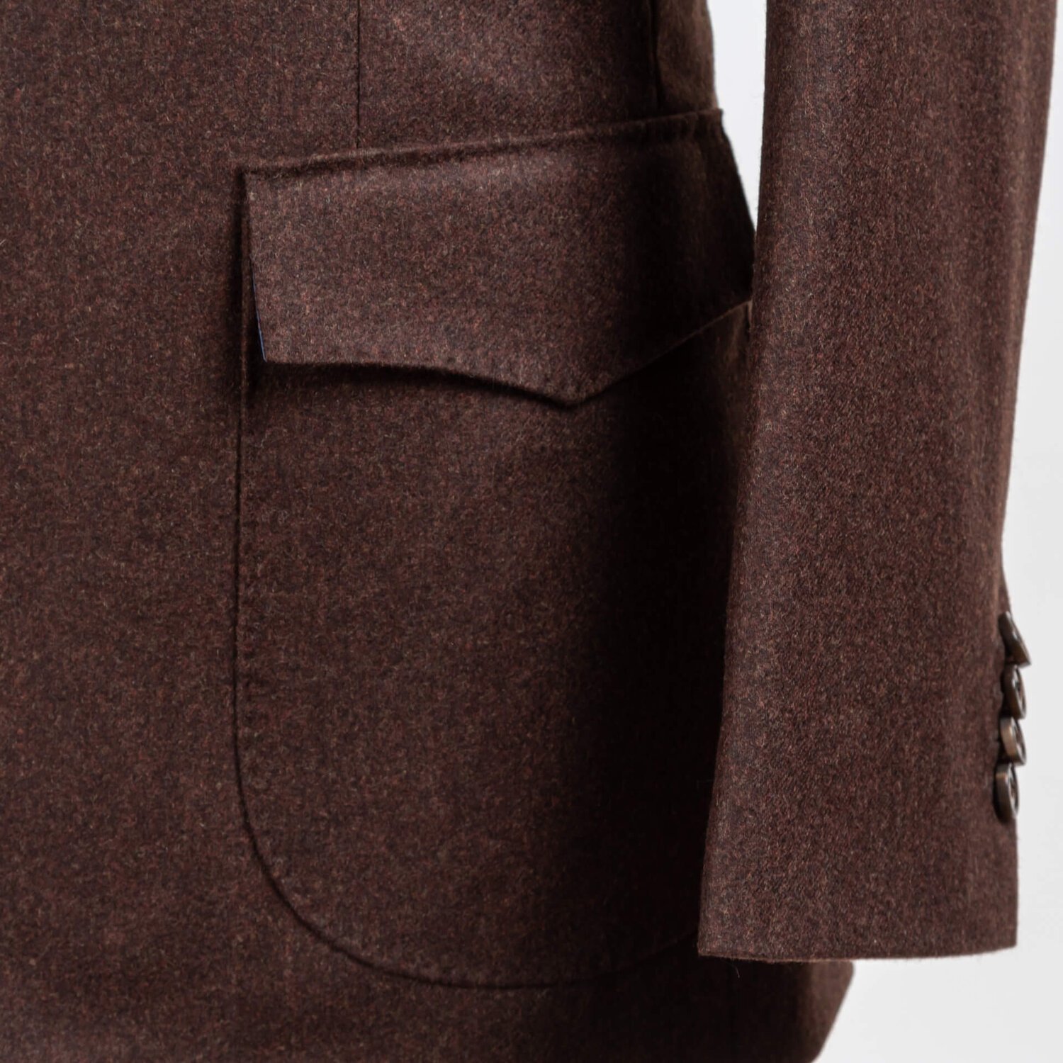 3-Delig Pak Kostuum Flanel Super 100's Plain Weave Bruin Met Denim Visgraat Vest