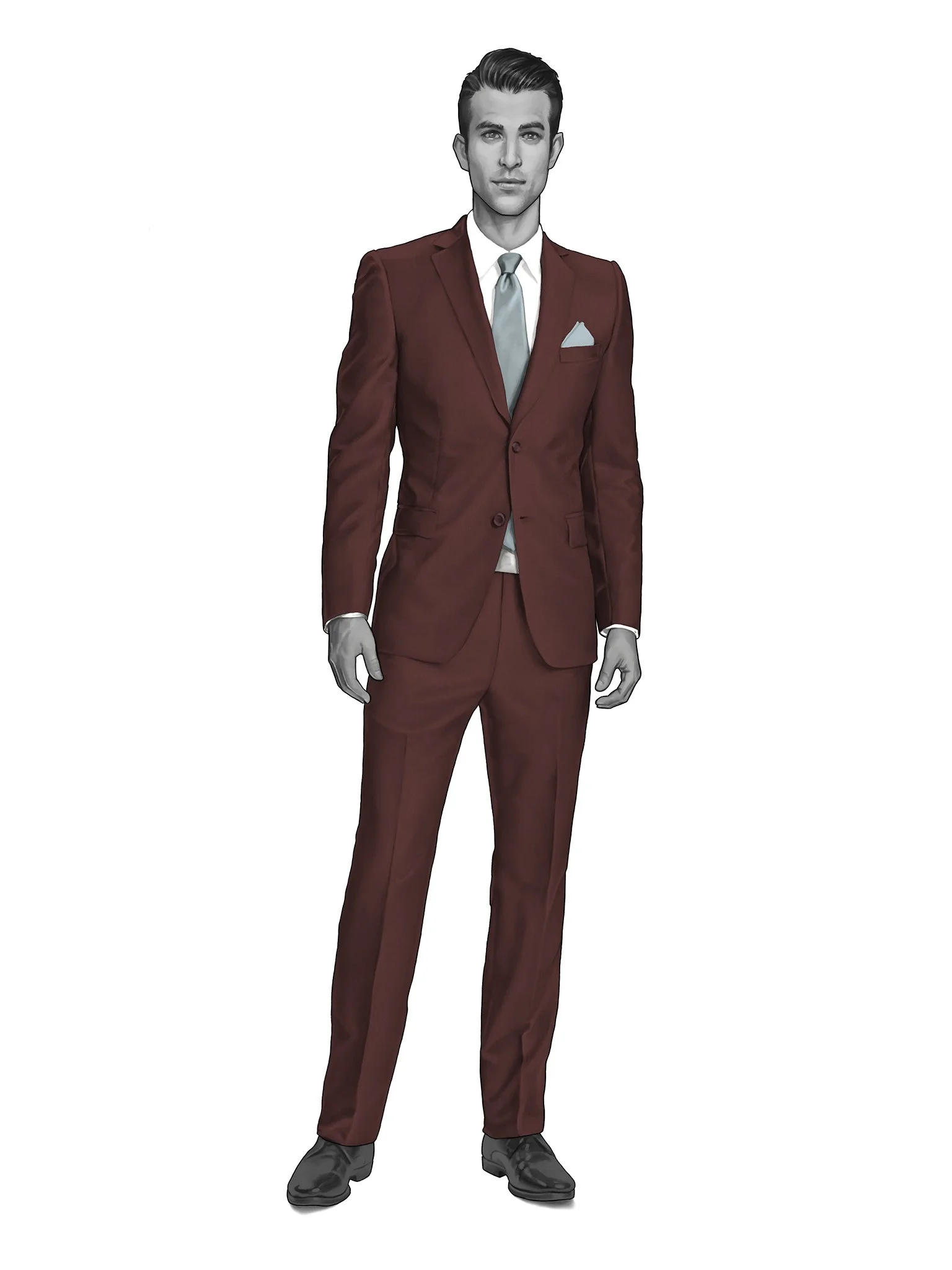 Trouwpak Maroon Solid