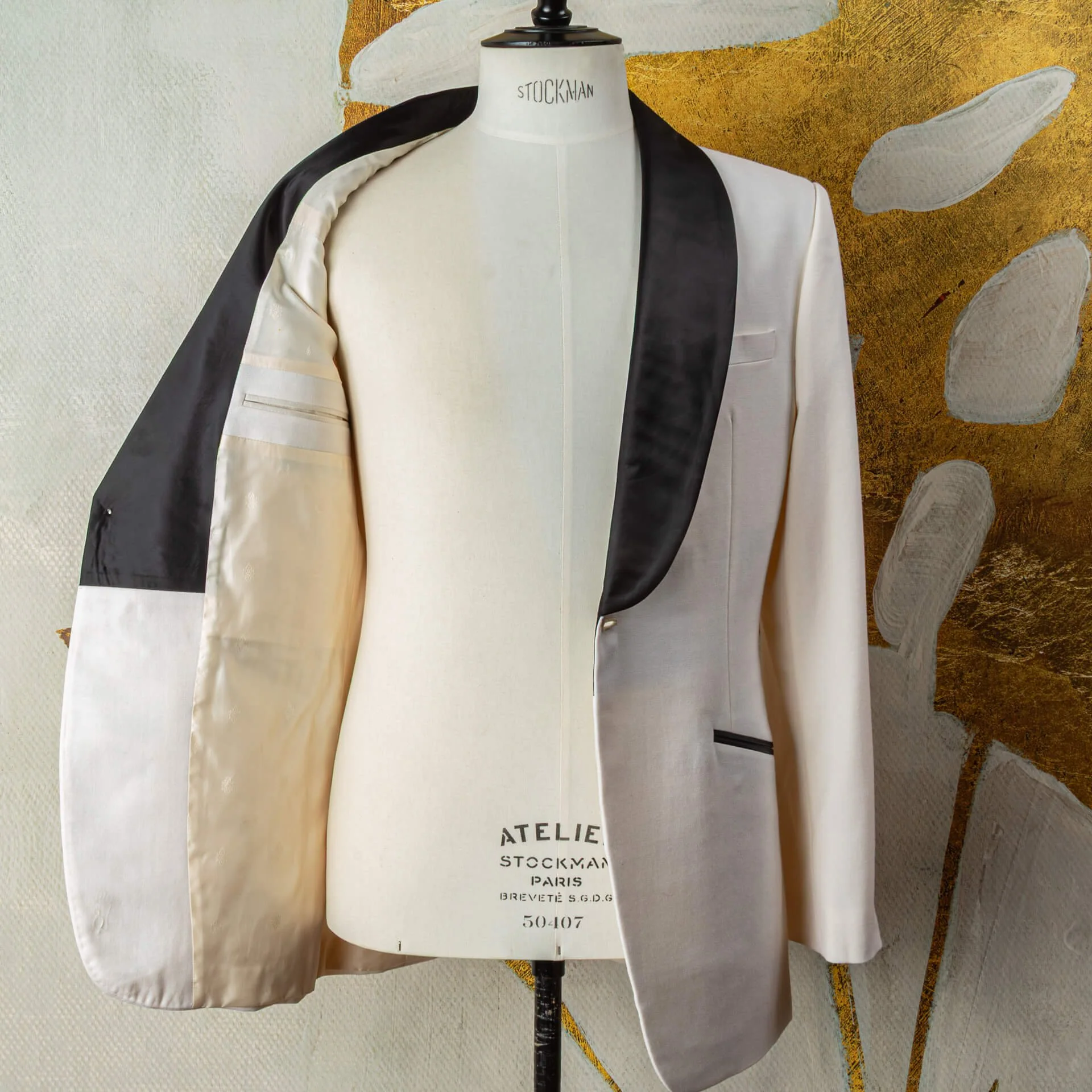 Open jasje – dinnerjacket off-white twill crème voering op maat