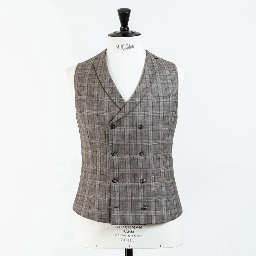Double Breasted Gilet Op Maat Geruit