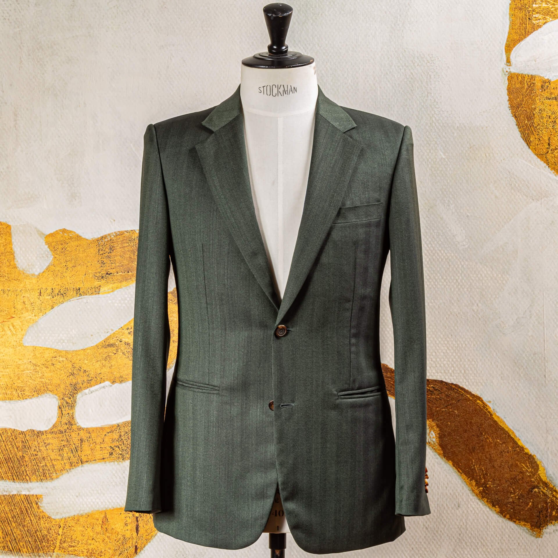 Groen Trouwpak Merino Zomerwol Visgraat - Caccioppoli Napoli