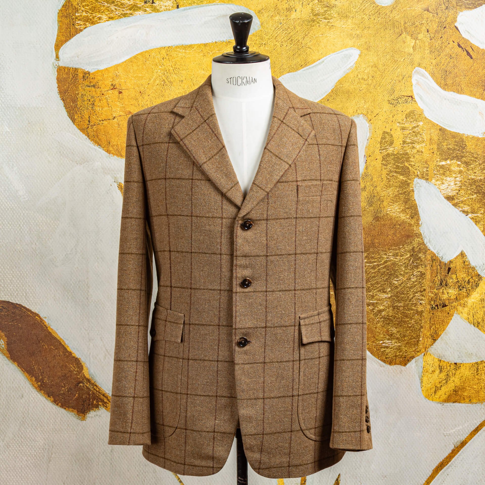 Brown checked three-piece wedding suit in English cloth-2.jpg