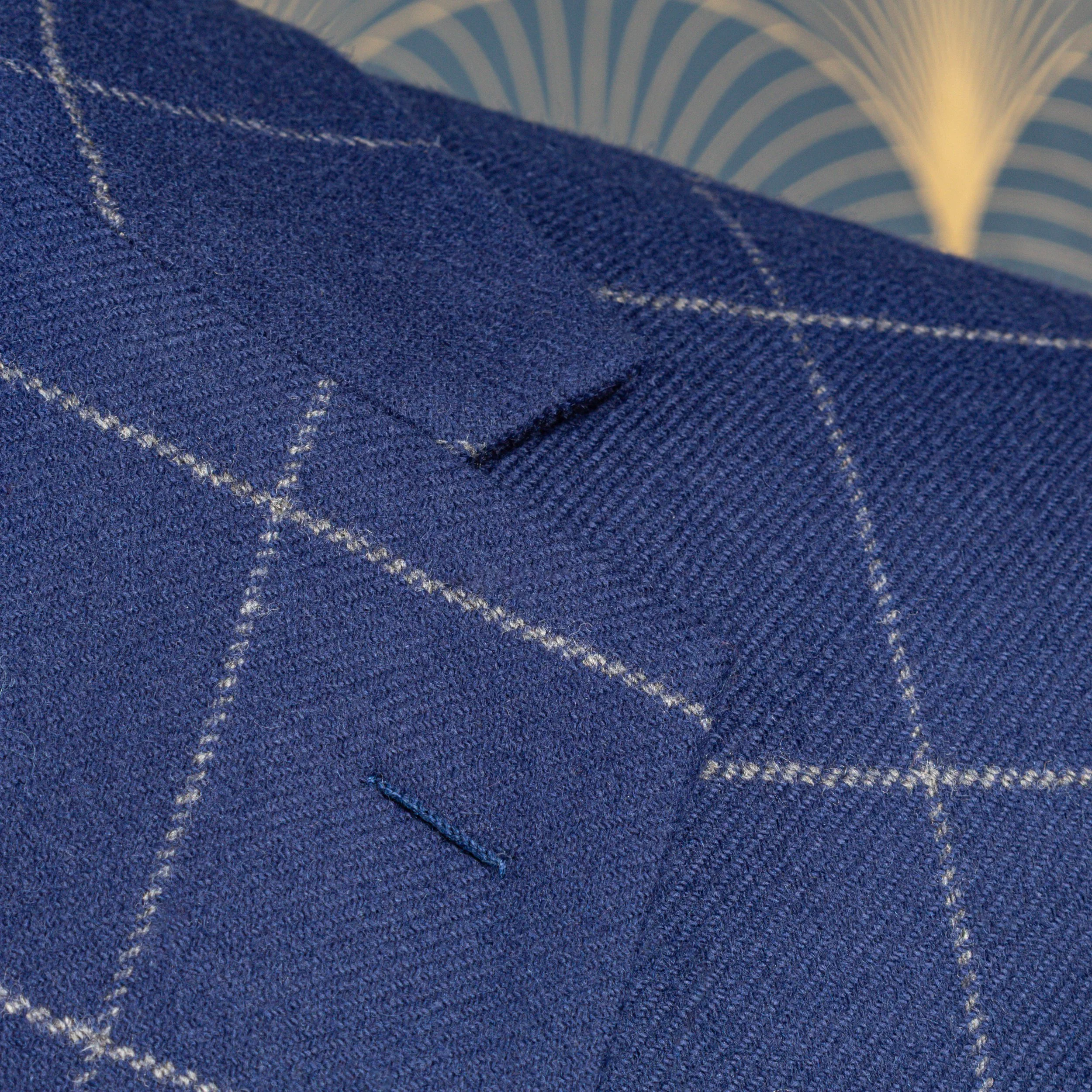 French Blue wol-cashmere flanellen pak met Windowpane ruit - Holland & Sherry-6.jpg