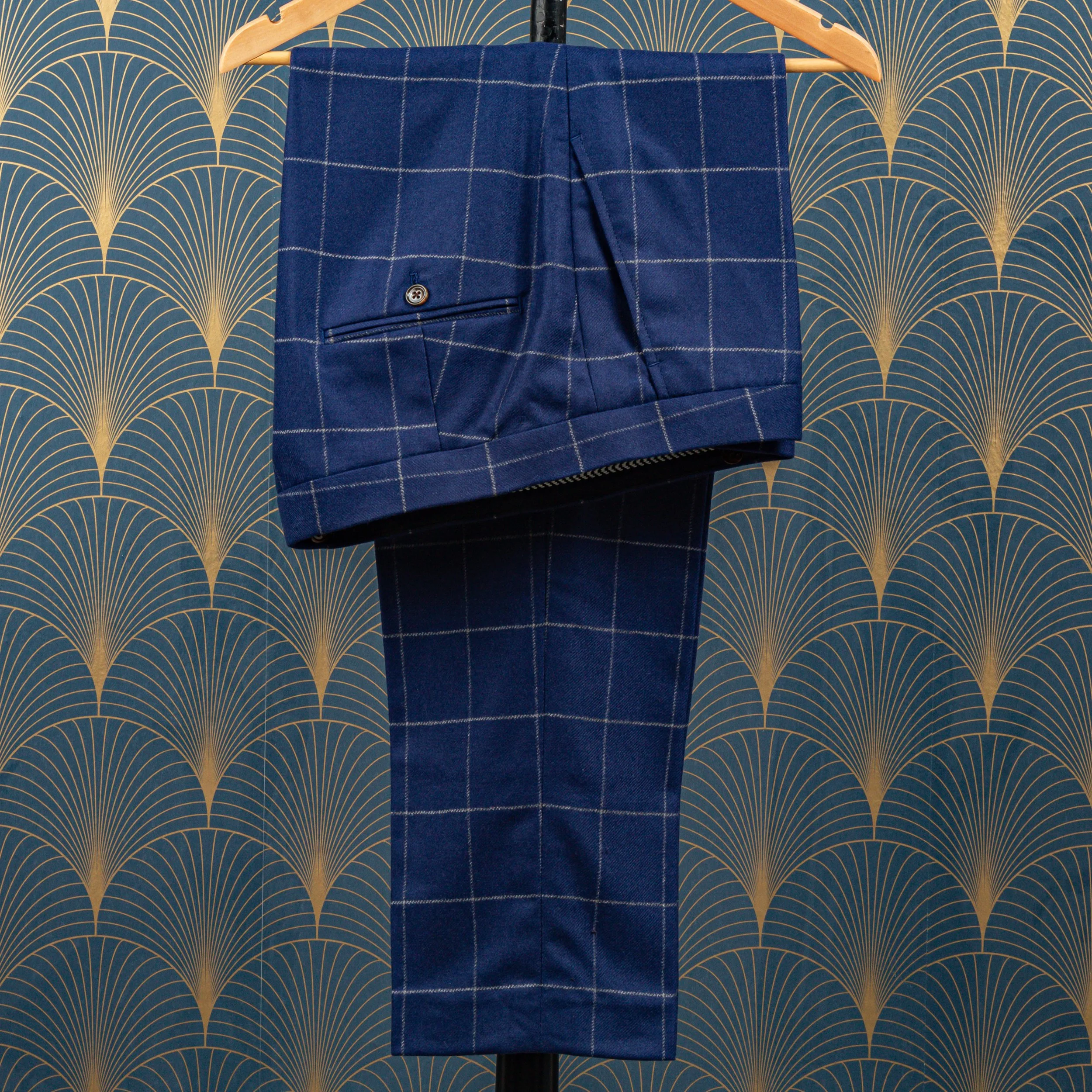 French Blue wol-cashmere flanellen pak met Windowpane ruit - Holland & Sherry-17.jpg