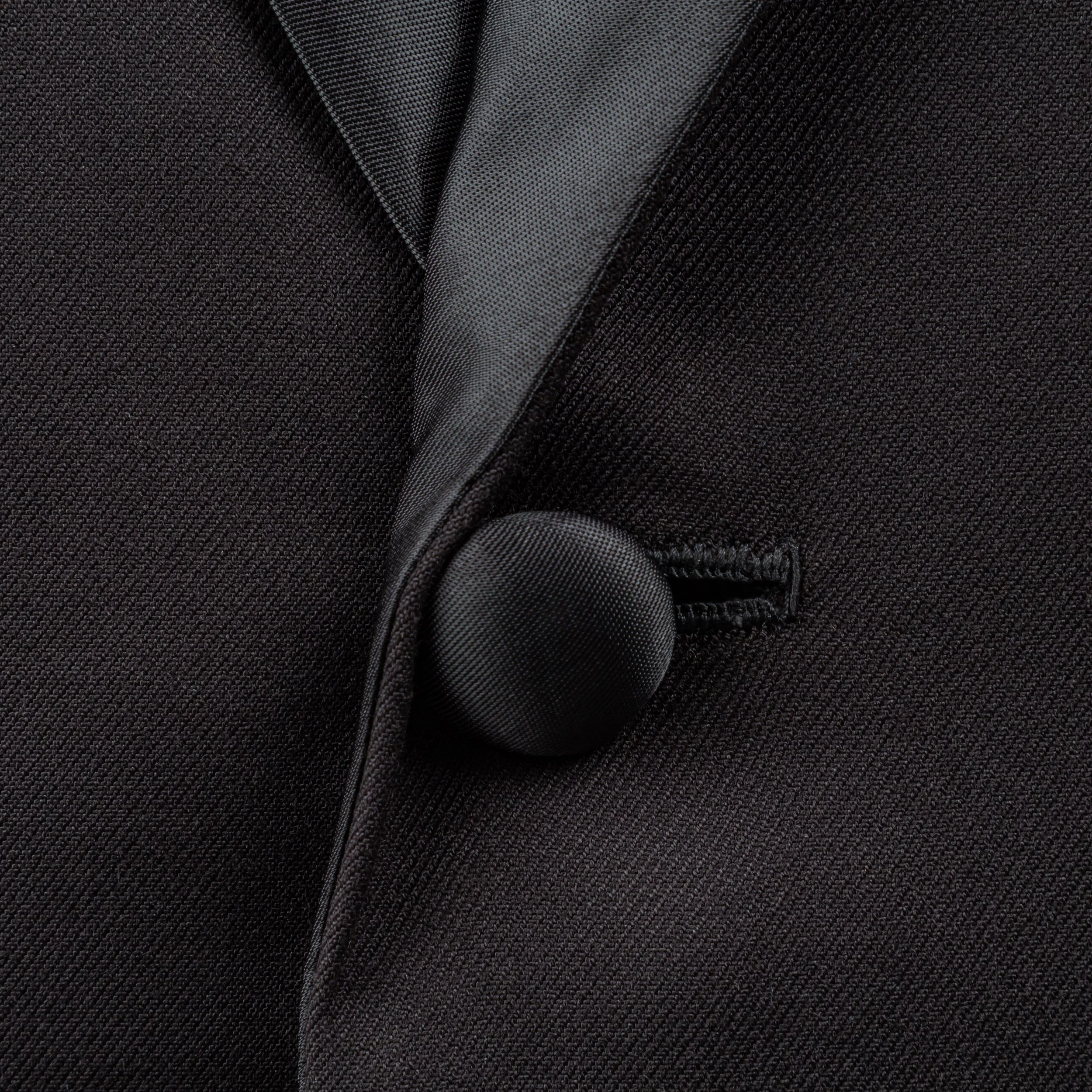 Klassieke smoking op maat met peak lapels - Zwarte merino wol-7.jpg