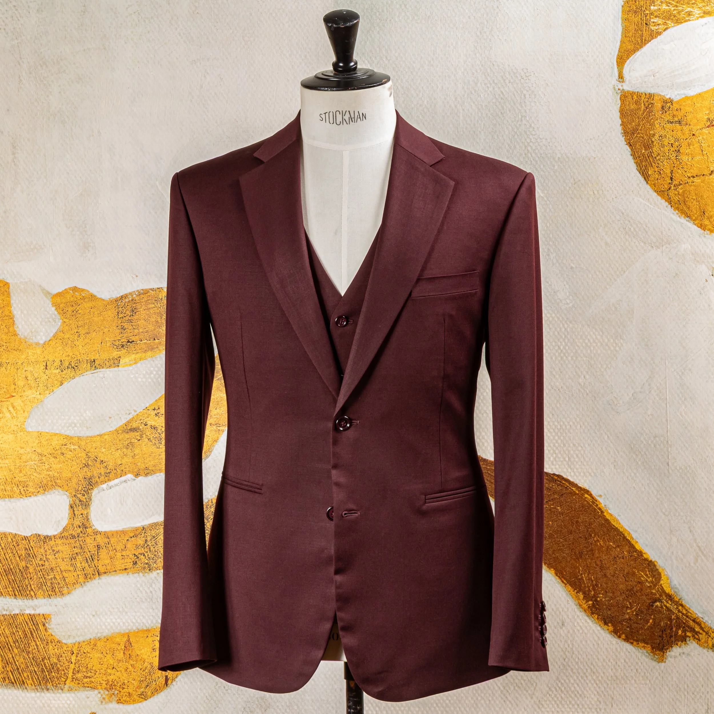 Burgundy 3-delig trouwpak op maat - Donkerrode merino wol-2.jpg