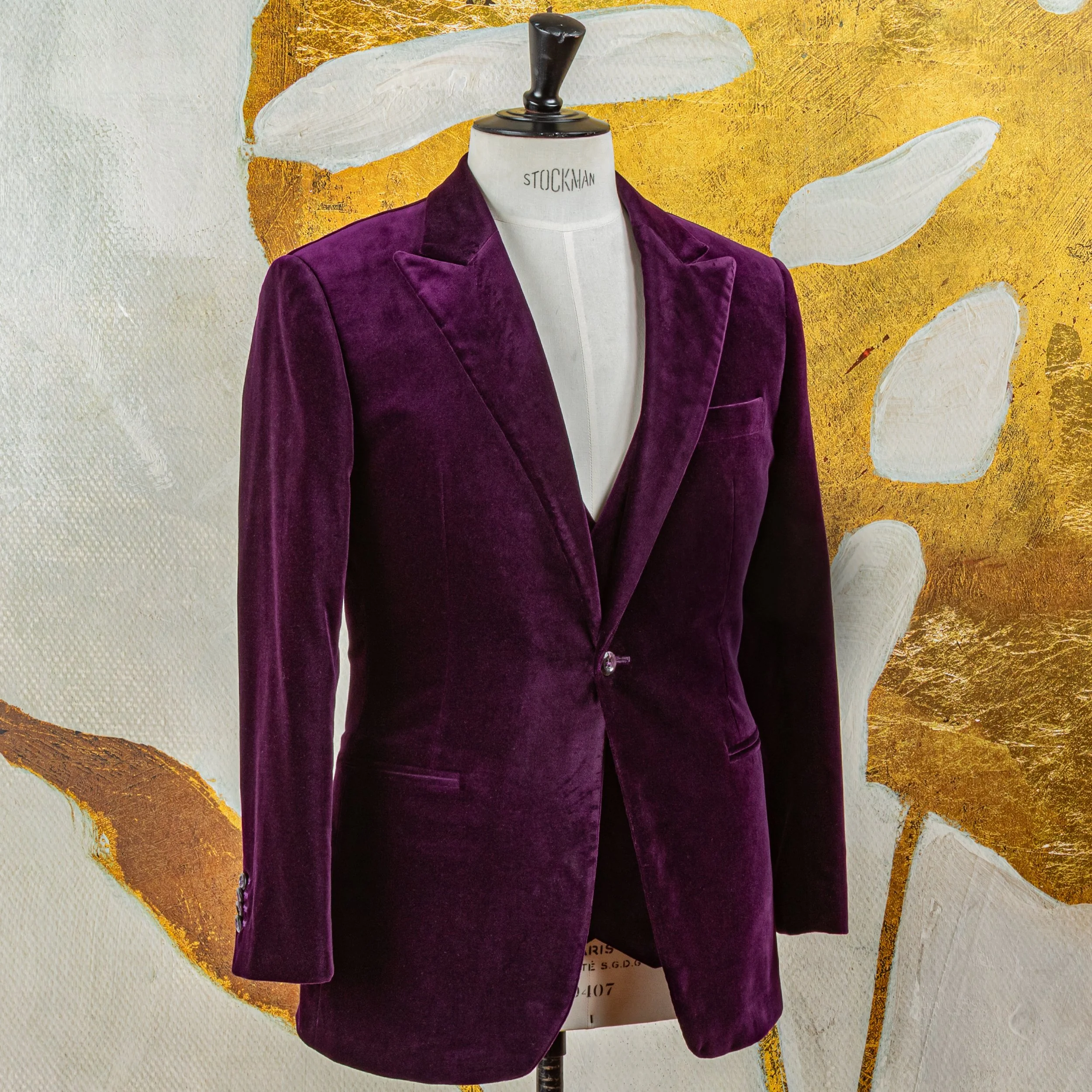 Aubergine Dinner Jacket met Double Breasted Gilet in Fluweel - Holland & Sherry-10.jpg