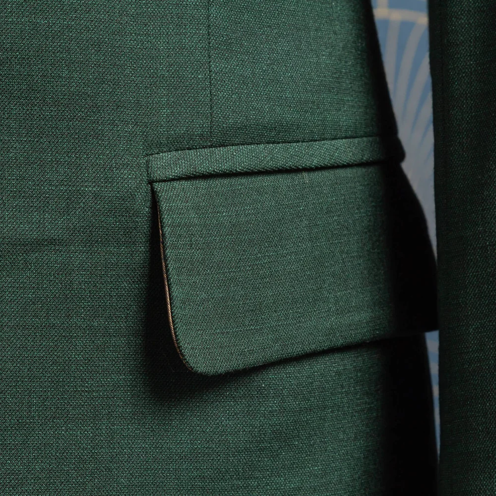 Trouwpak+3+Delig+Saffier+Groen+Merino+Wol+met+Light+Sand+Herringbone+Tweed+Gilet 22.jpg