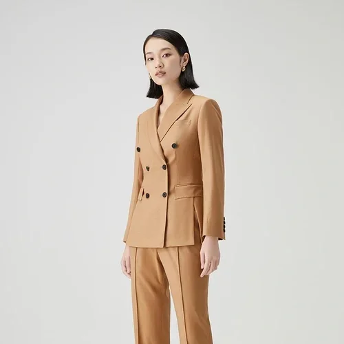 Camel pak dames - double breasted broekpak tijdloos
