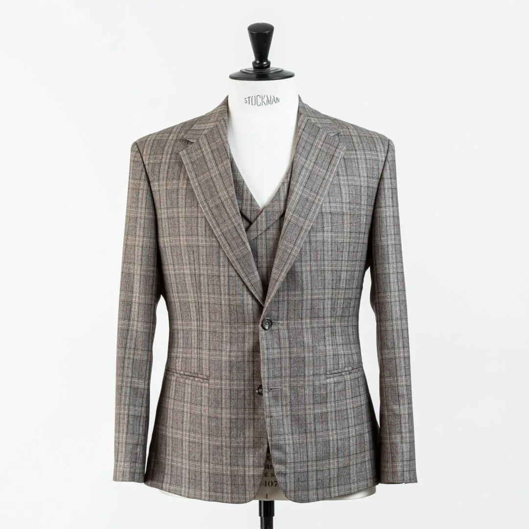 Grijs geruit trouwpak heren 3-delig Peaky Blinders stijl Holland & Sherry - vintage bruidegom pak op maat