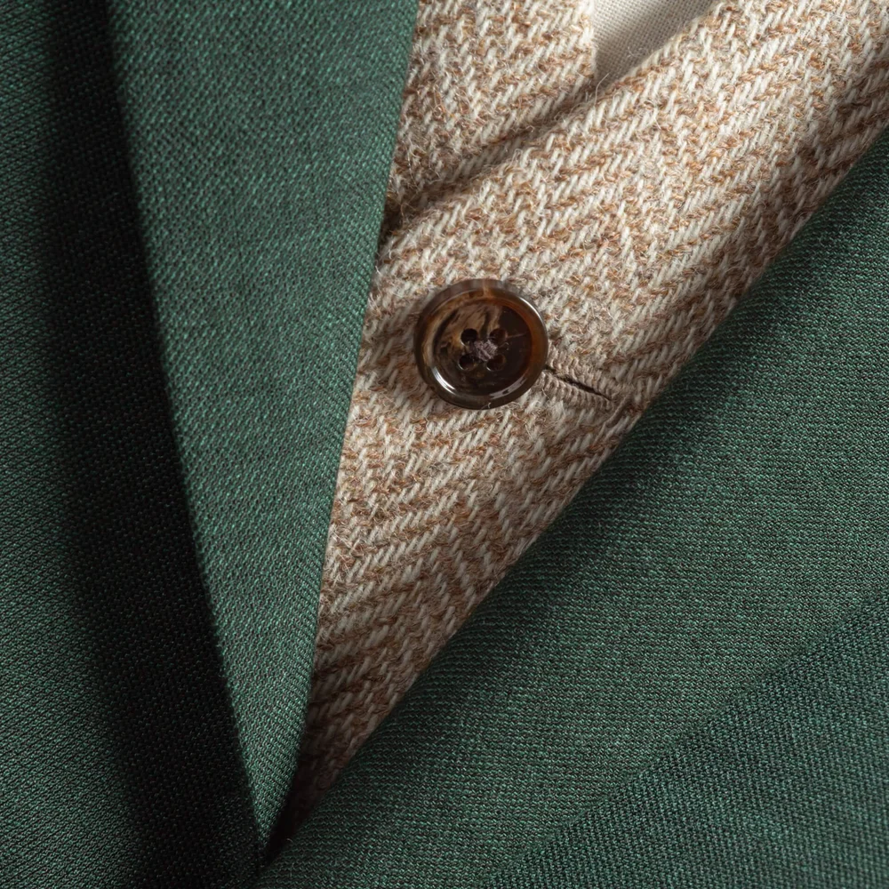 Trouwpak+3+Delig+Saffier+Groen+Merino+Wol+met+Light+Sand+Herringbone+Tweed+Gilet 24.jpg