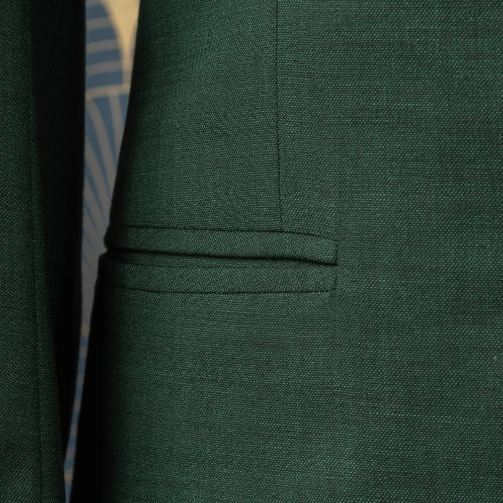 Trouwpak+3+Delig+Saffier+Groen+Merino+Wol+met+Light+Sand+Herringbone+Tweed+Gilet 16.jpg