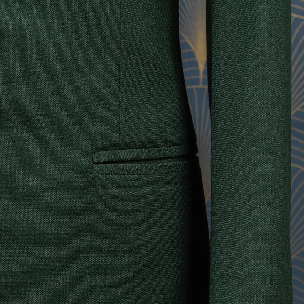 Trouwpak+3+Delig+Saffier+Groen+Merino+Wol+met+Light+Sand+Herringbone+Tweed+Gilet 14.jpg