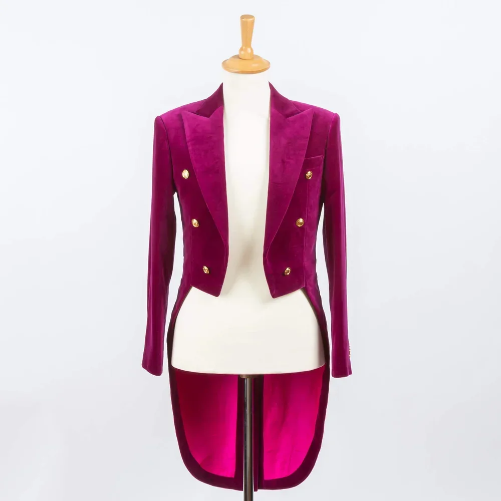 Fuchsia fluwelen rokkostuum concertkleding - opvallend dirigentenpak musicus op maat