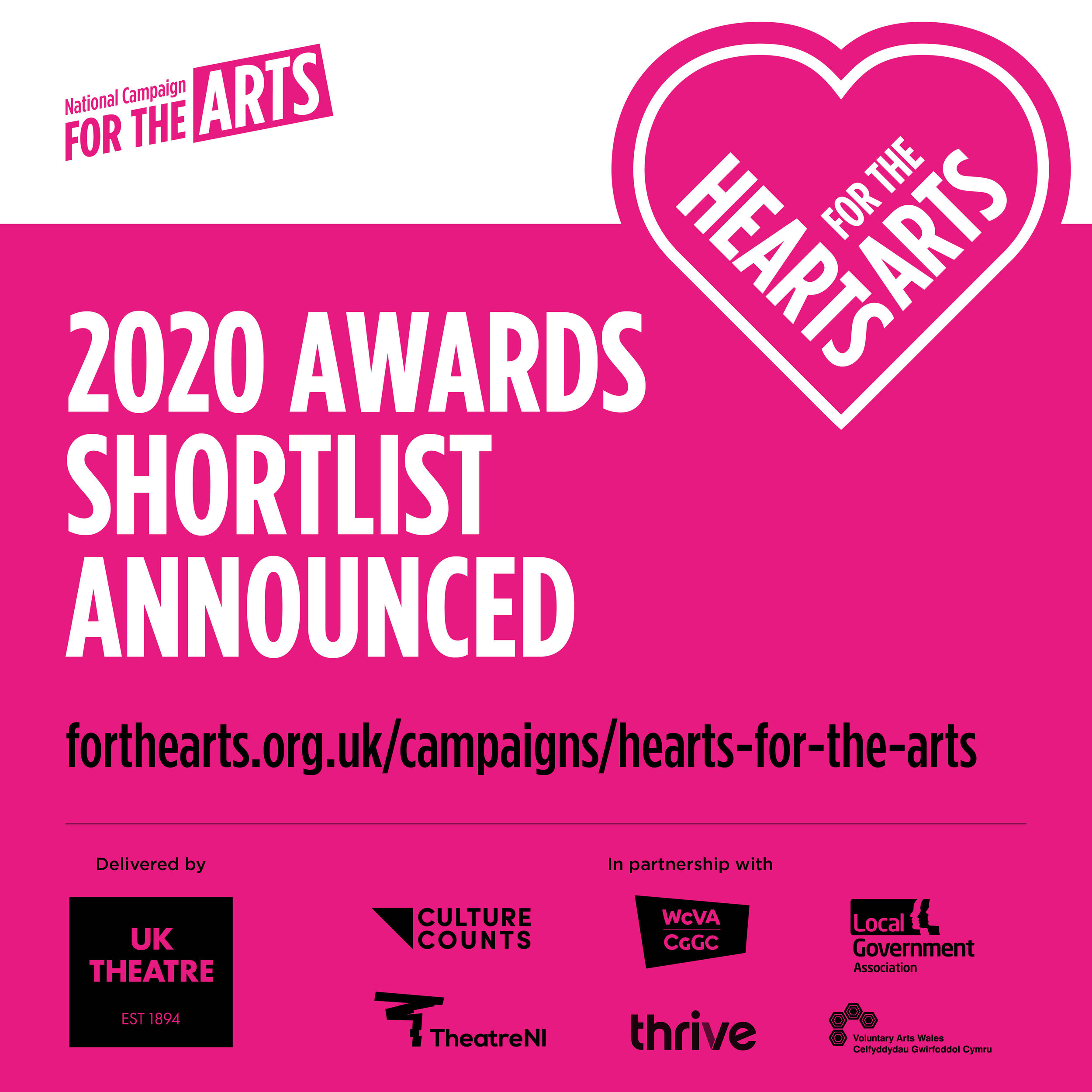Shortlist Announced: Hearts For The Arts Awards 2020