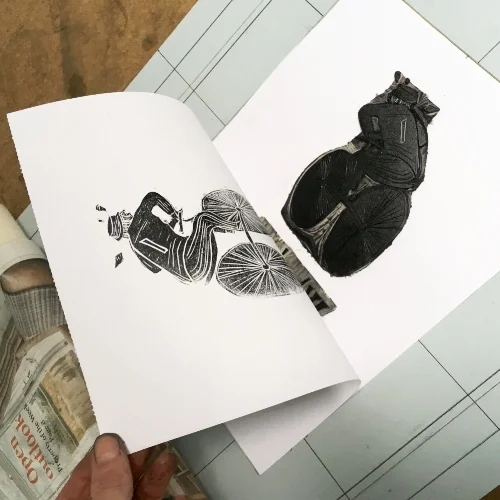 Some test printing of the Wheel Man design...