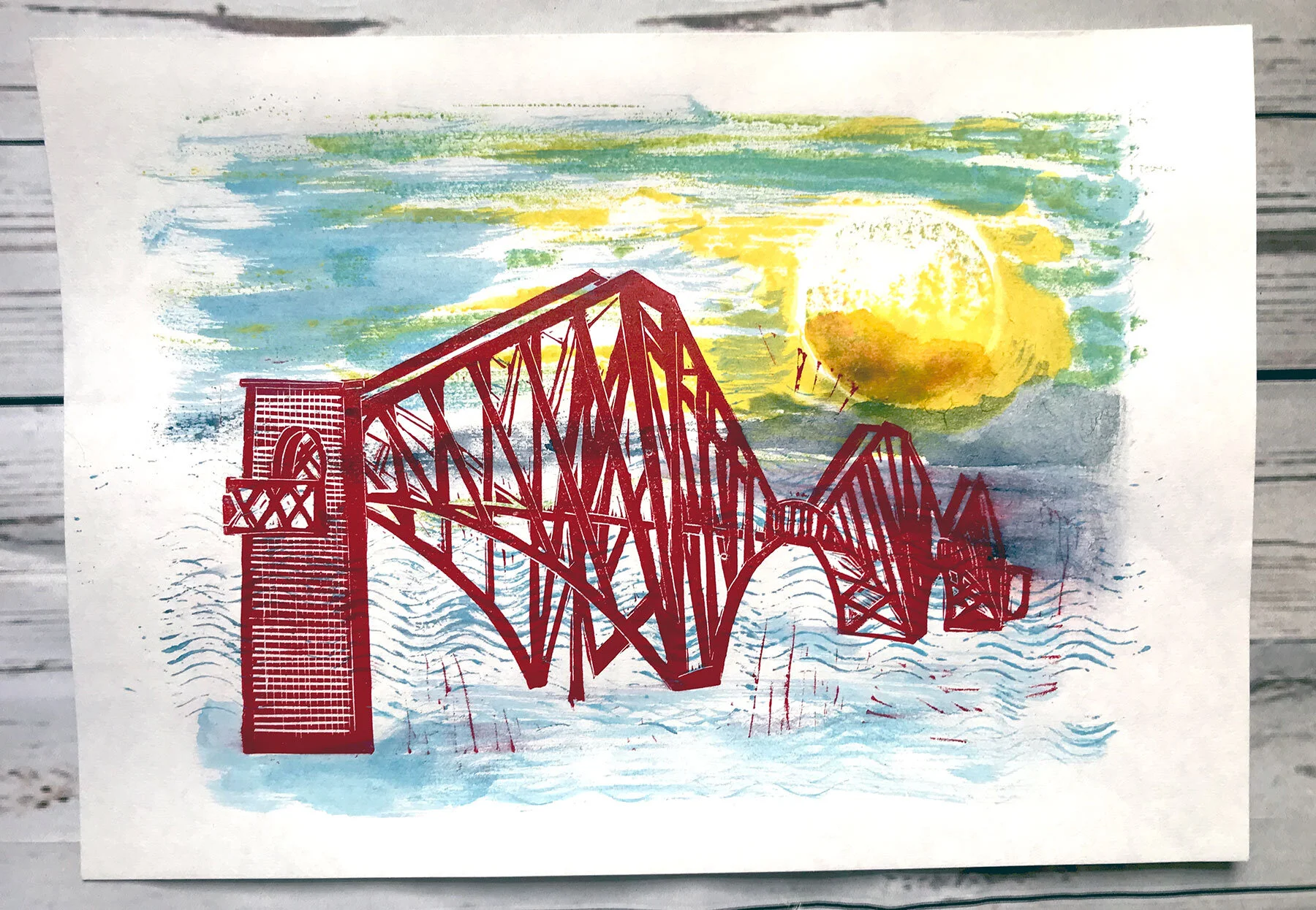 Mixing abstract and realistic styles in printmaking