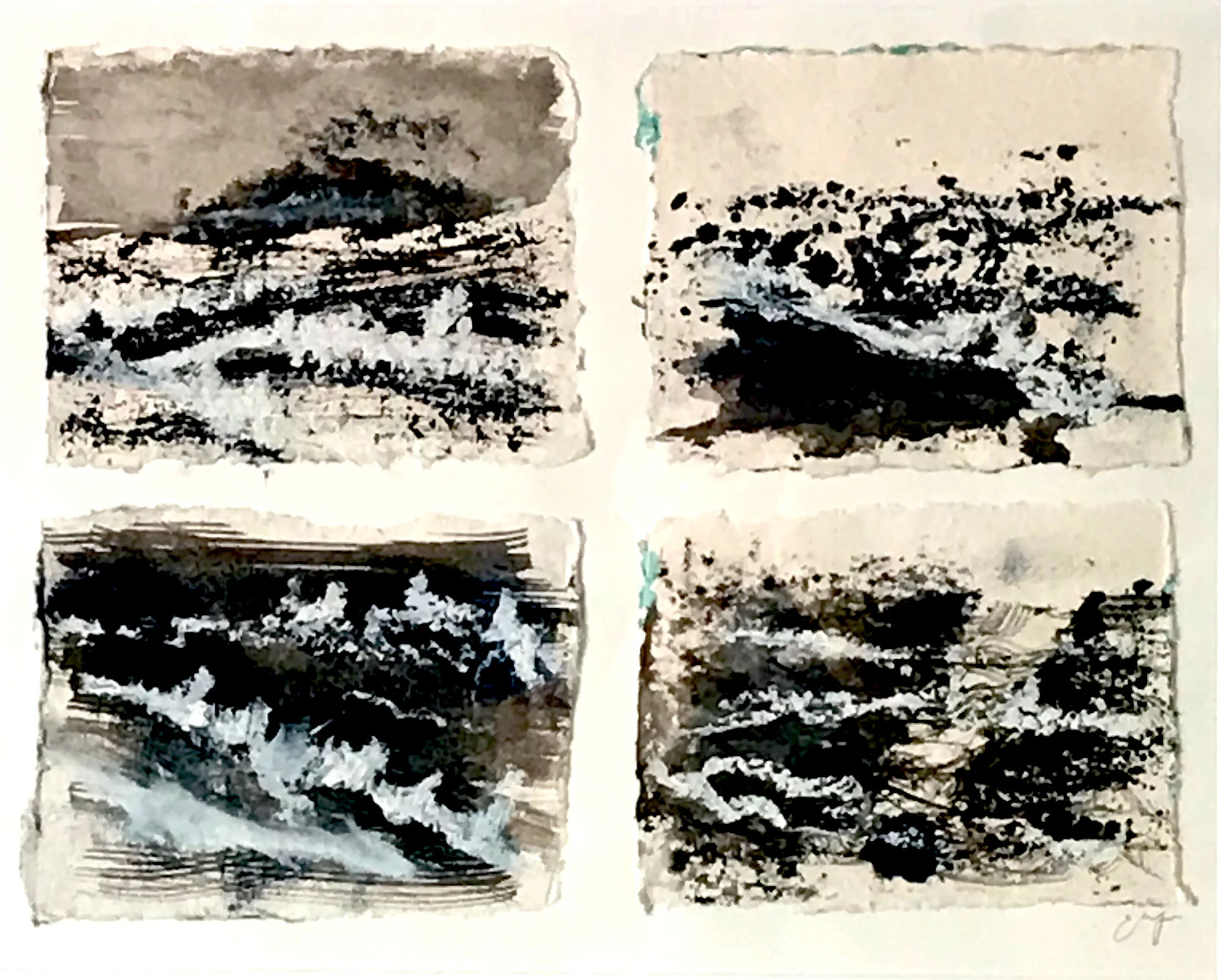 Stories from the sea V 49 x 41 cm Mixed media and sea water&nbsp;- 4 panels&nbsp;£225