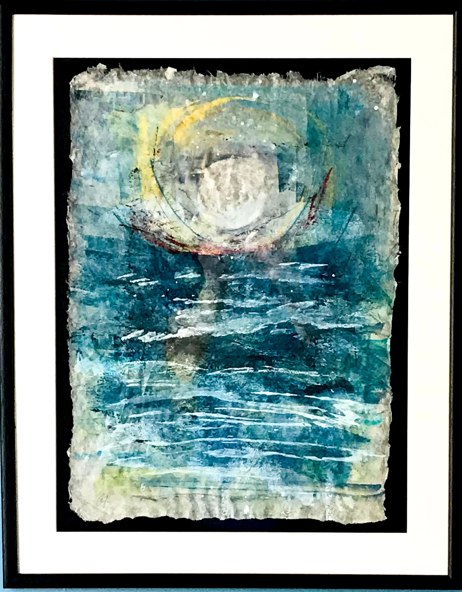 Trouble at Sea? Monoprint with mixed media and collage on handmade paper&nbsp; 43 x 52 cm&nbsp;&nbsp;£325.00