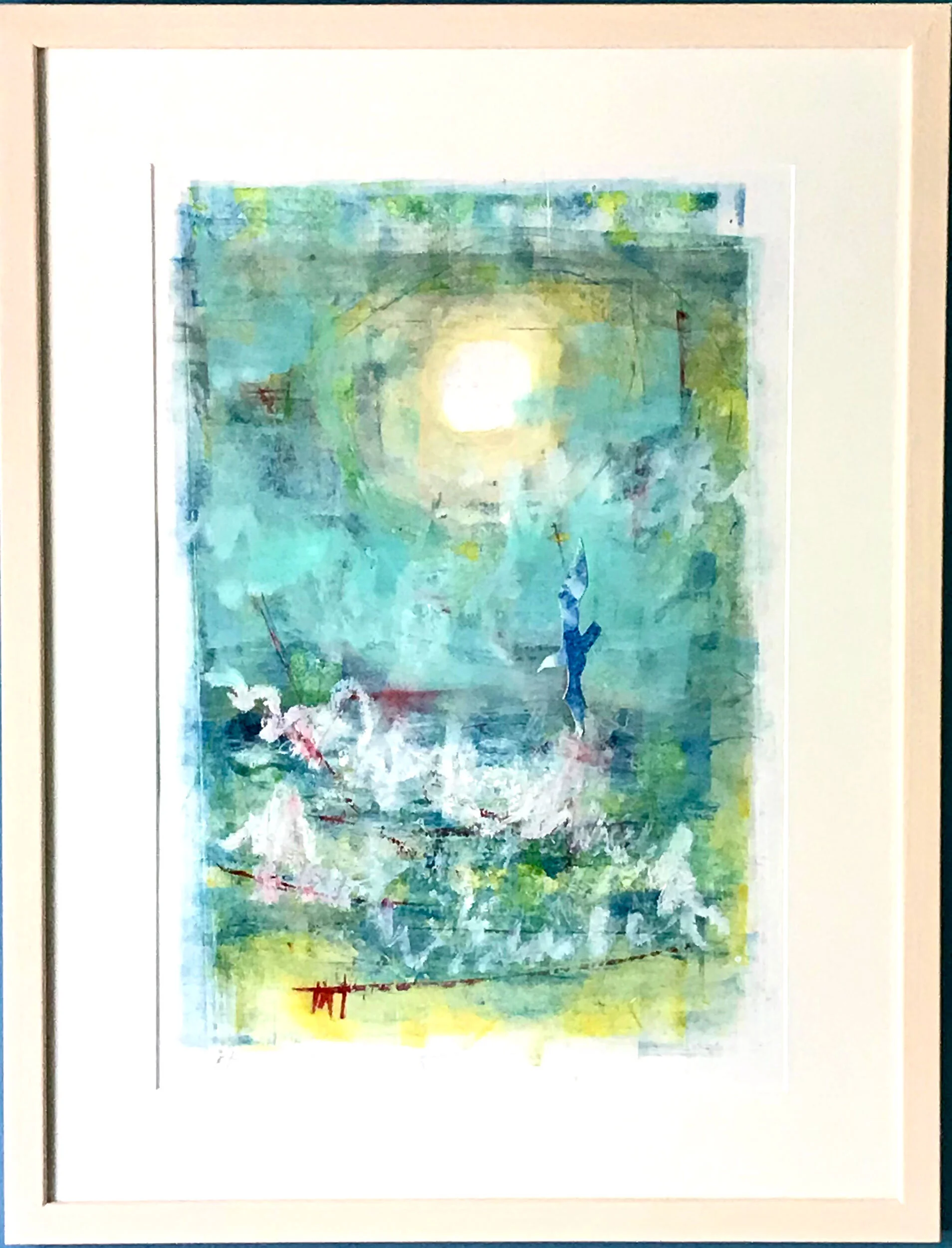 Sun worshipping Monoprint with mixed media&nbsp; 50 x 65 cm&nbsp;£400.00