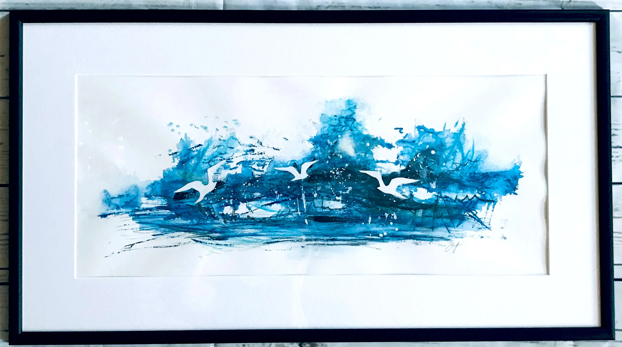 My Blue Mind  63x 34 cm Mixed media and collage £325.00