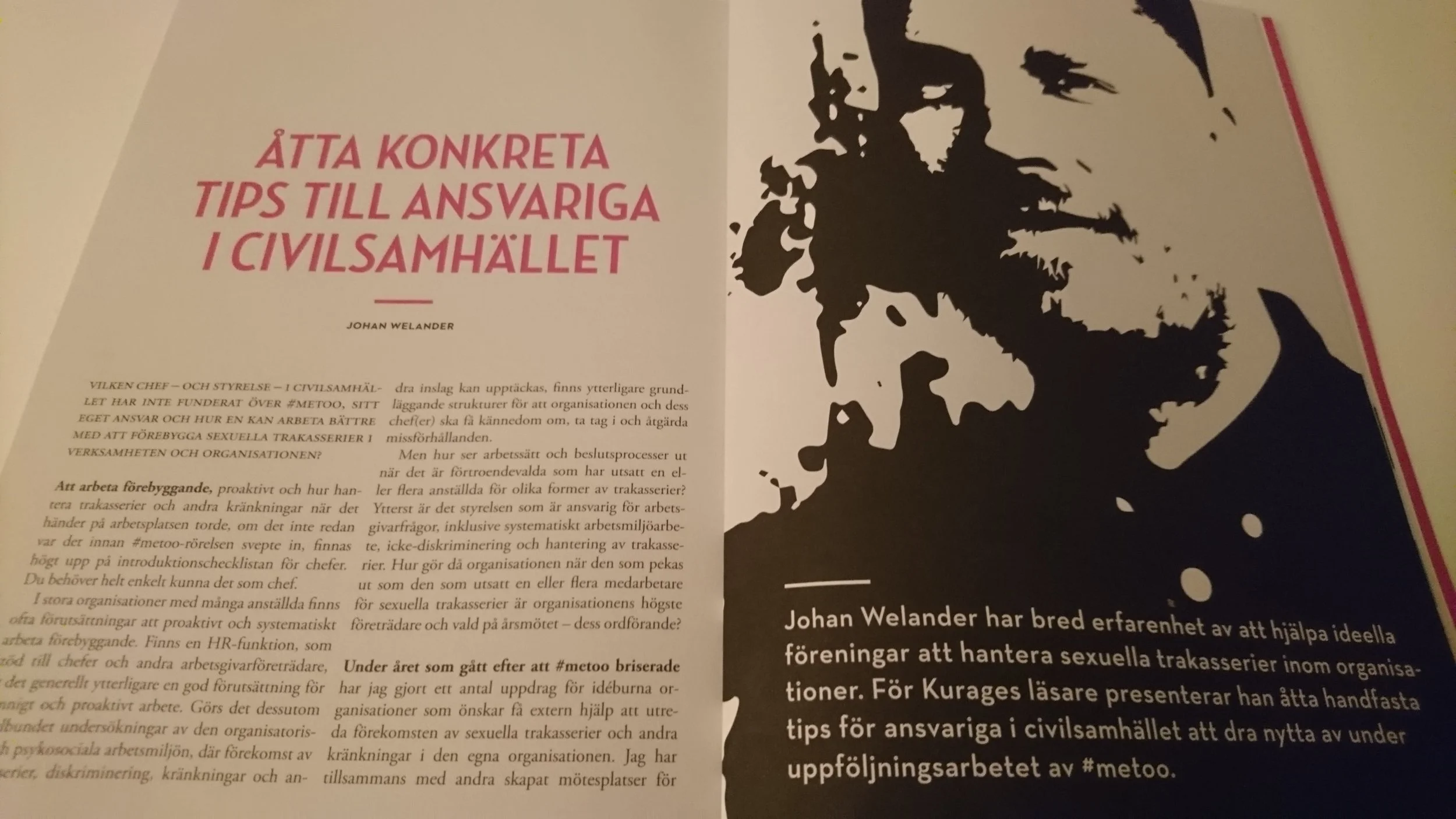 Metoo, chefer och förtroendevalda - artikel i Kurage
