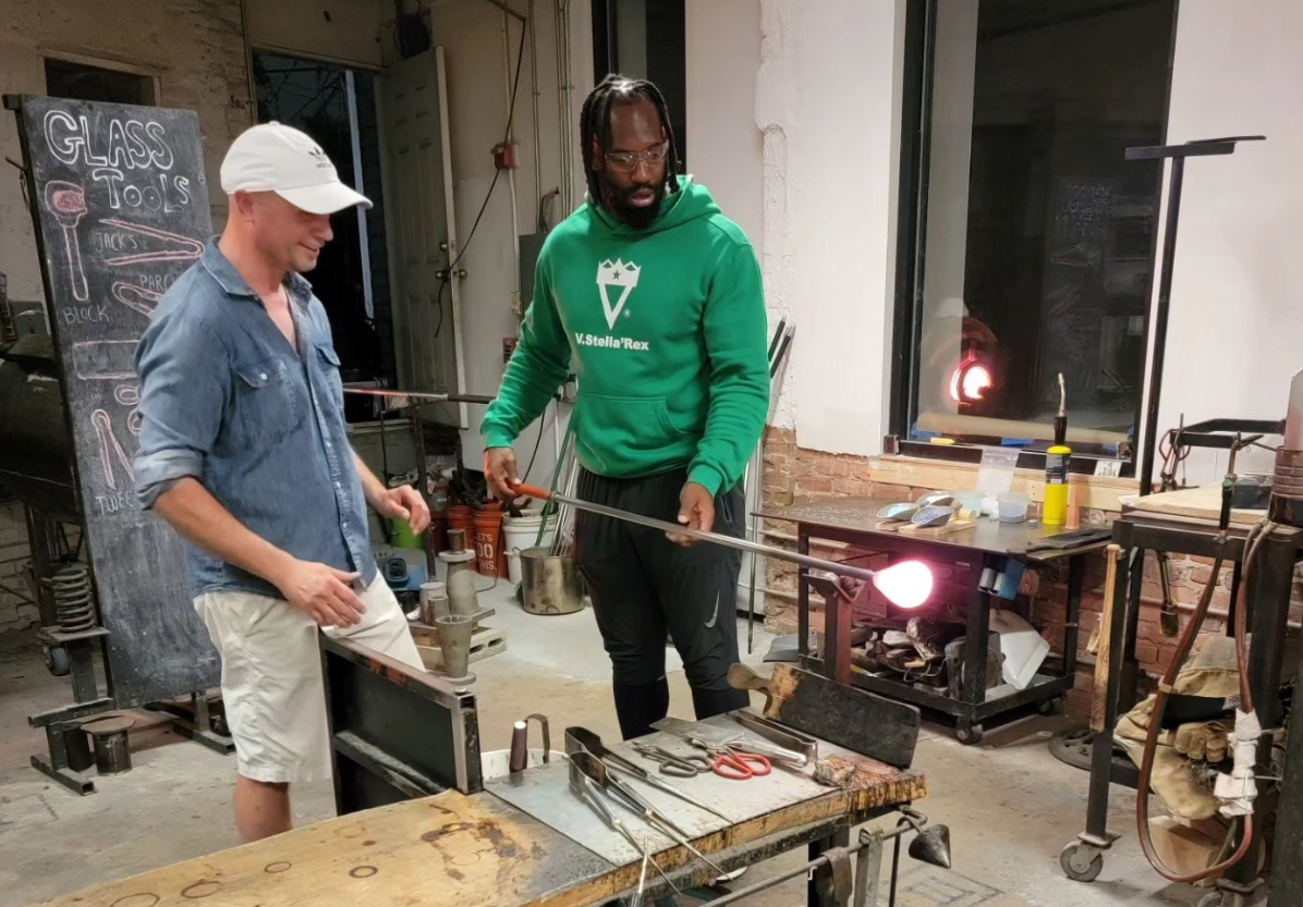 NFL Star Matthew Judon Visits Gather Glass Studio in Providence