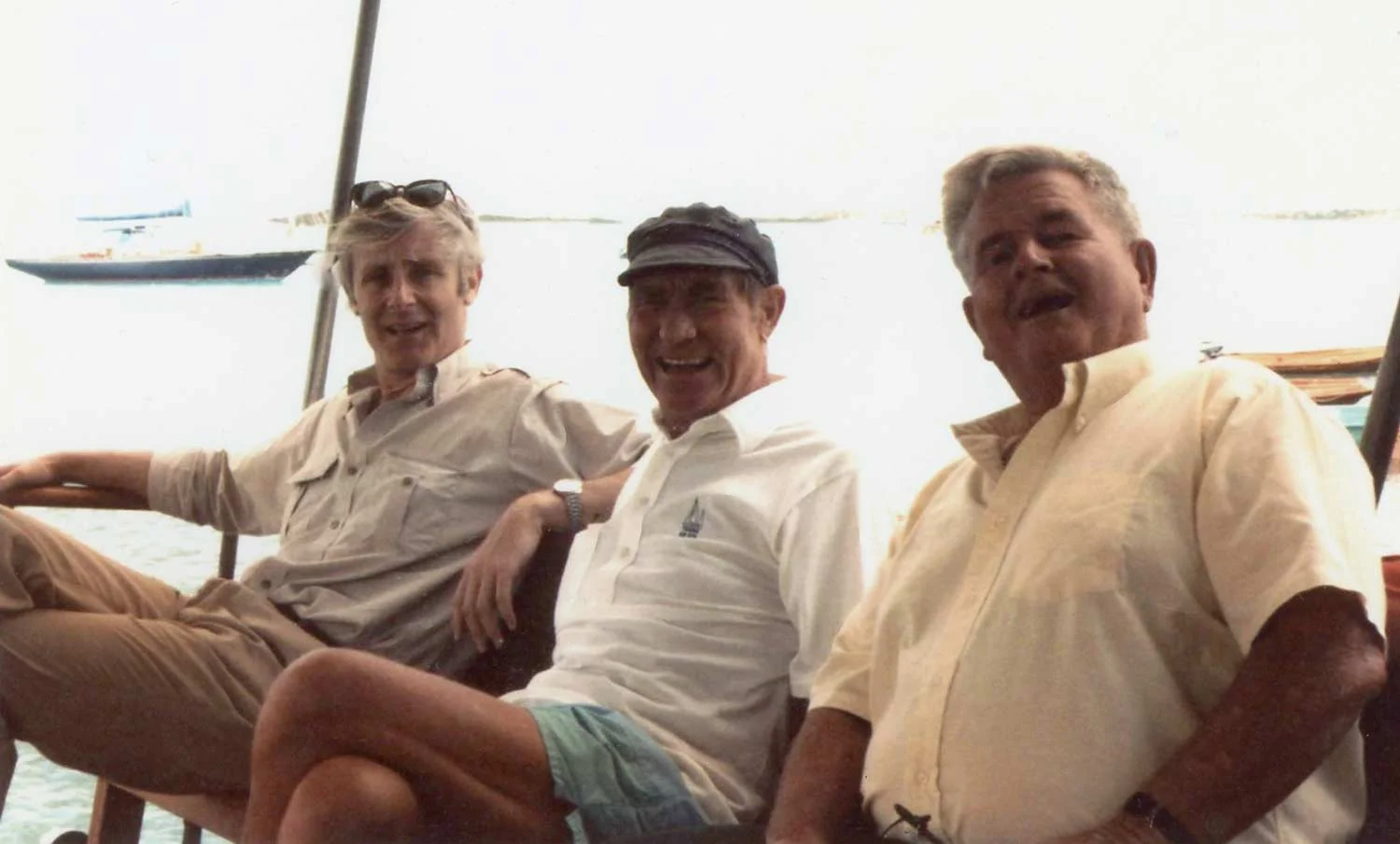 Peter Benchley, Adrian Hooper and Teddy Tucker many years after Benchley wrote Jaws.