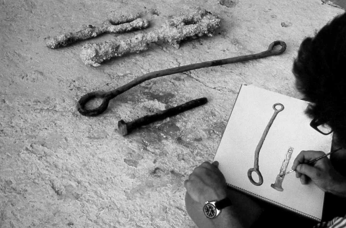 Peter Copeland (Smithsonian) sketching artifacts