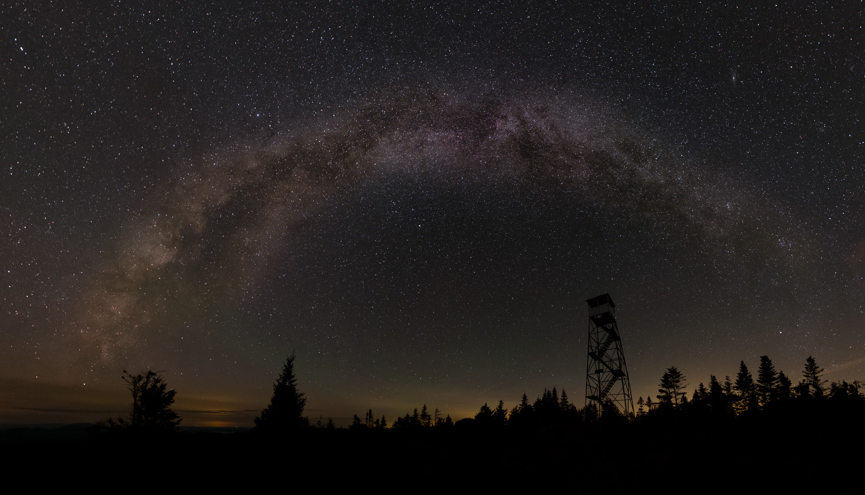  The Milky Way over the Saint Regis Mountain firetower. 