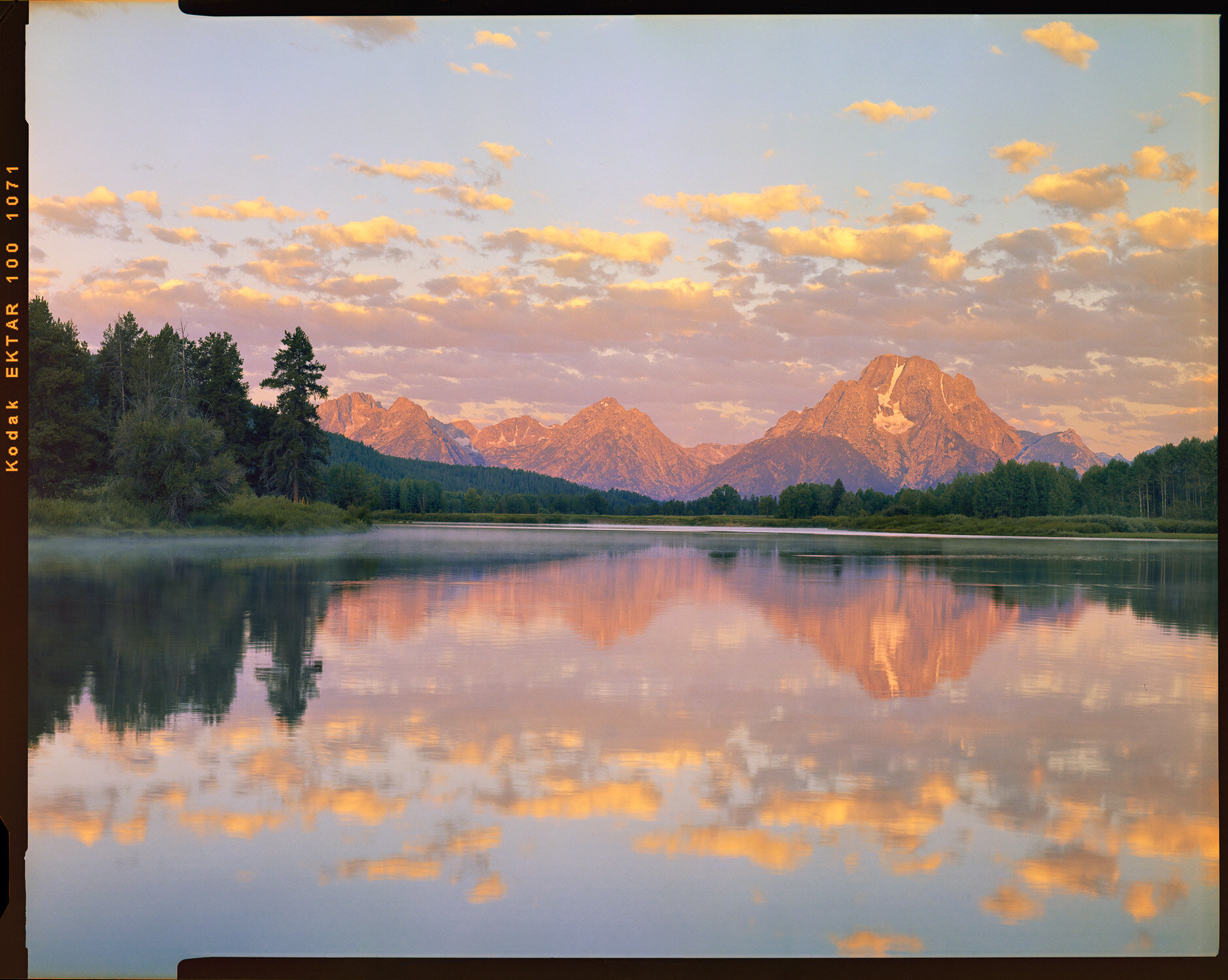  Sunrise on Mount Moran from Oxbow Bend. Ektar 100. 