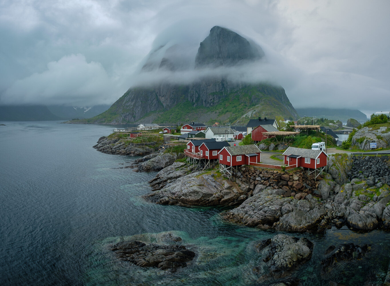  Hamnoy, on a stormy summer day in the Lofoten Islands, Norway. 