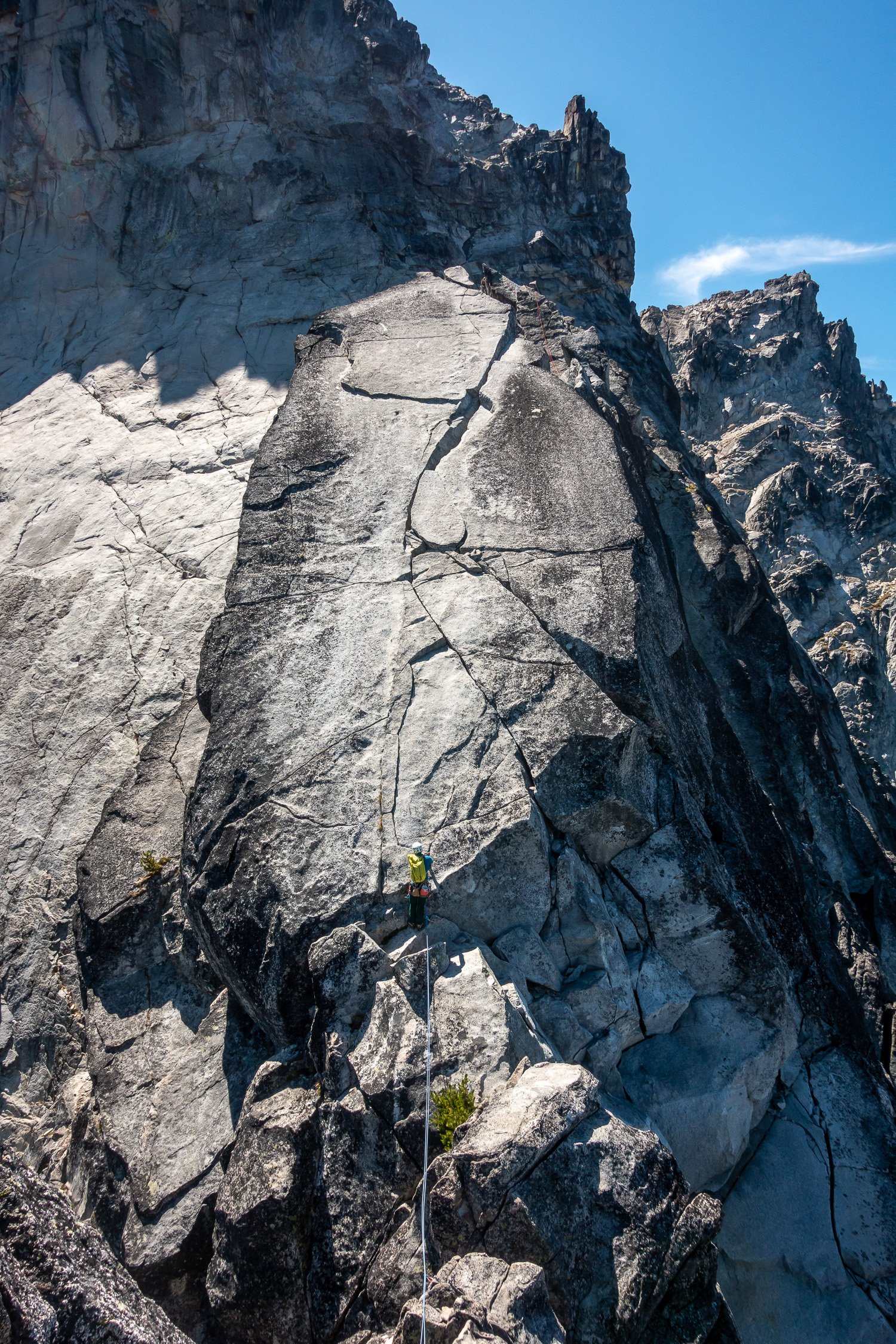  Sean leading one of the incredible pitches of climbing on the North Ridge of Mount Stuart, one of the 50 Classic Climbs of North America. Early August. 