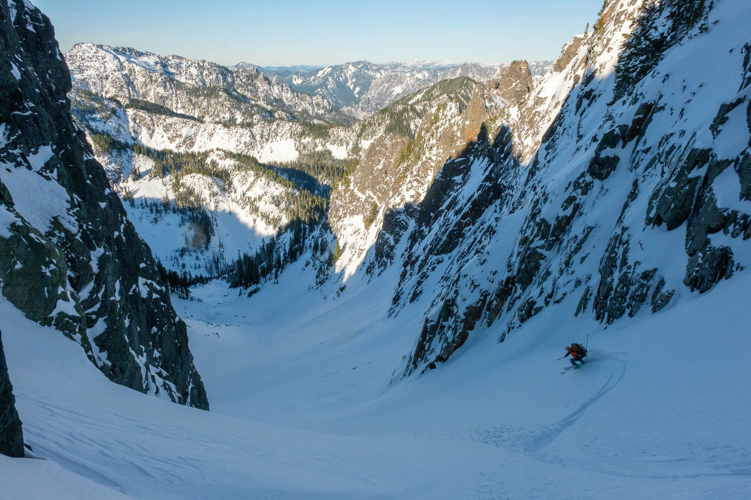  Matt dropping into the Holy Diver. Preacher Mountain on the skyline to the left. 