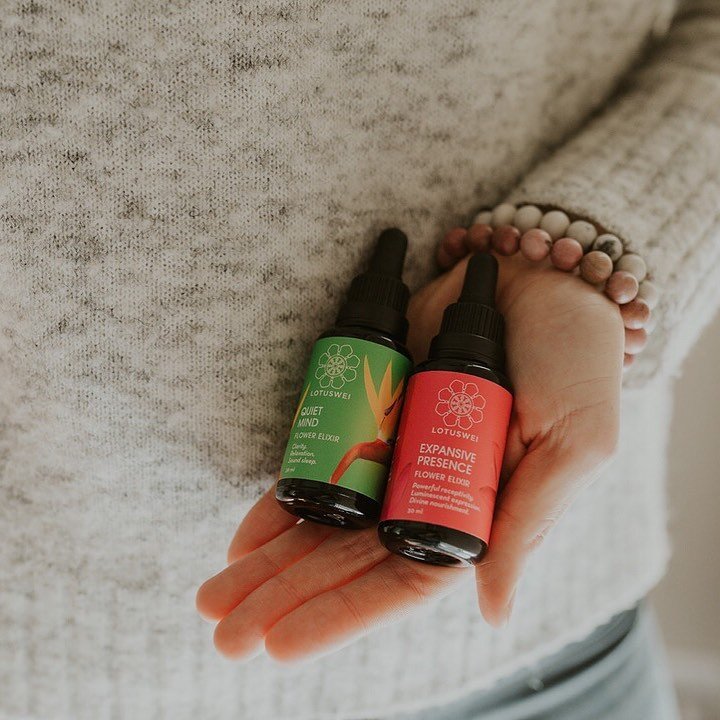 Quiet Mind Elixir + Expansive Presence Elixir 
. 
What may seem to be an odd combination of flower power magic, it is a common combination in our office.  You can use these two together in any of their forms. 
.
Quiet mind helps you get into your phy