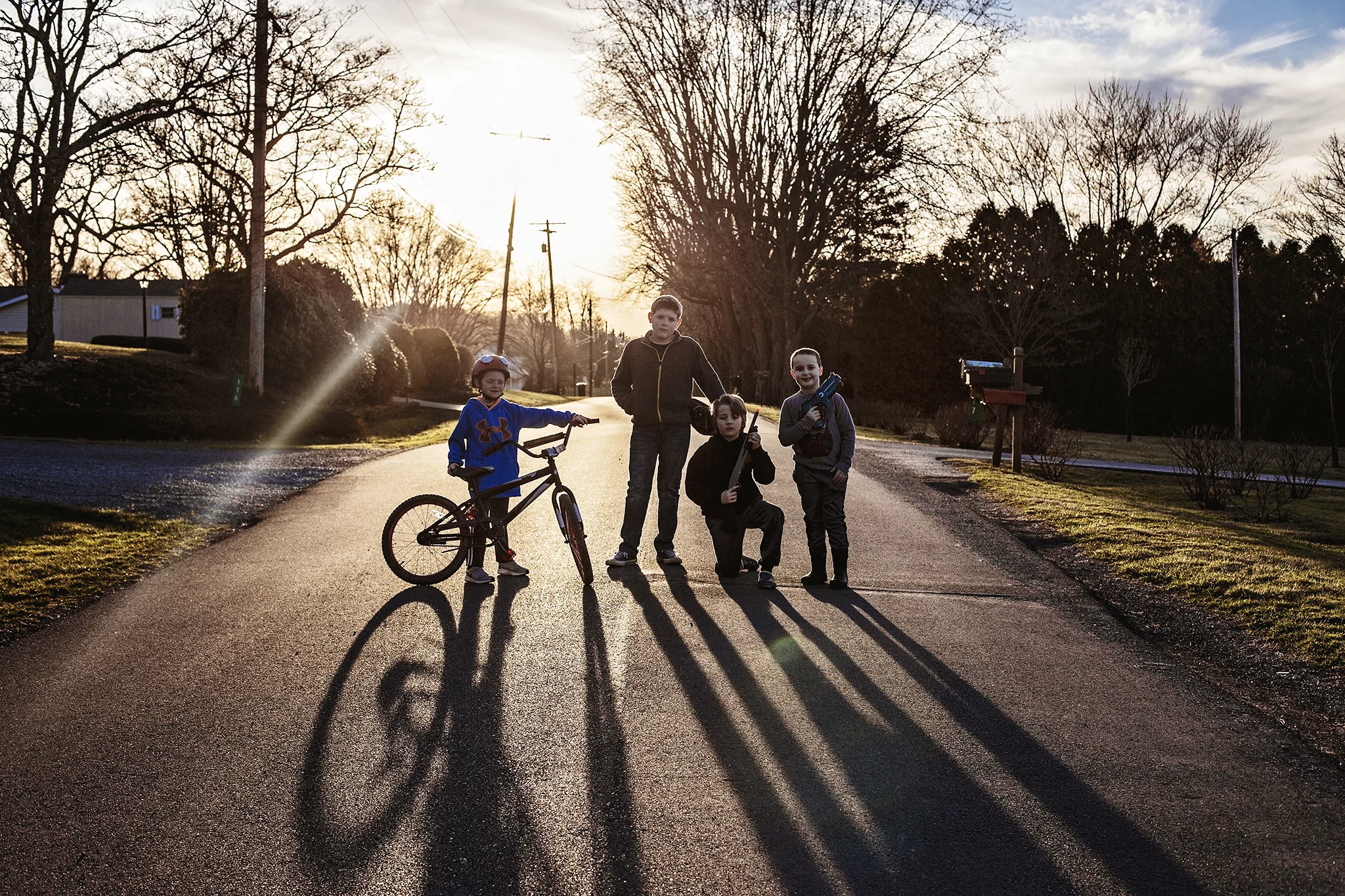 Golden hour comes early on our street in winter