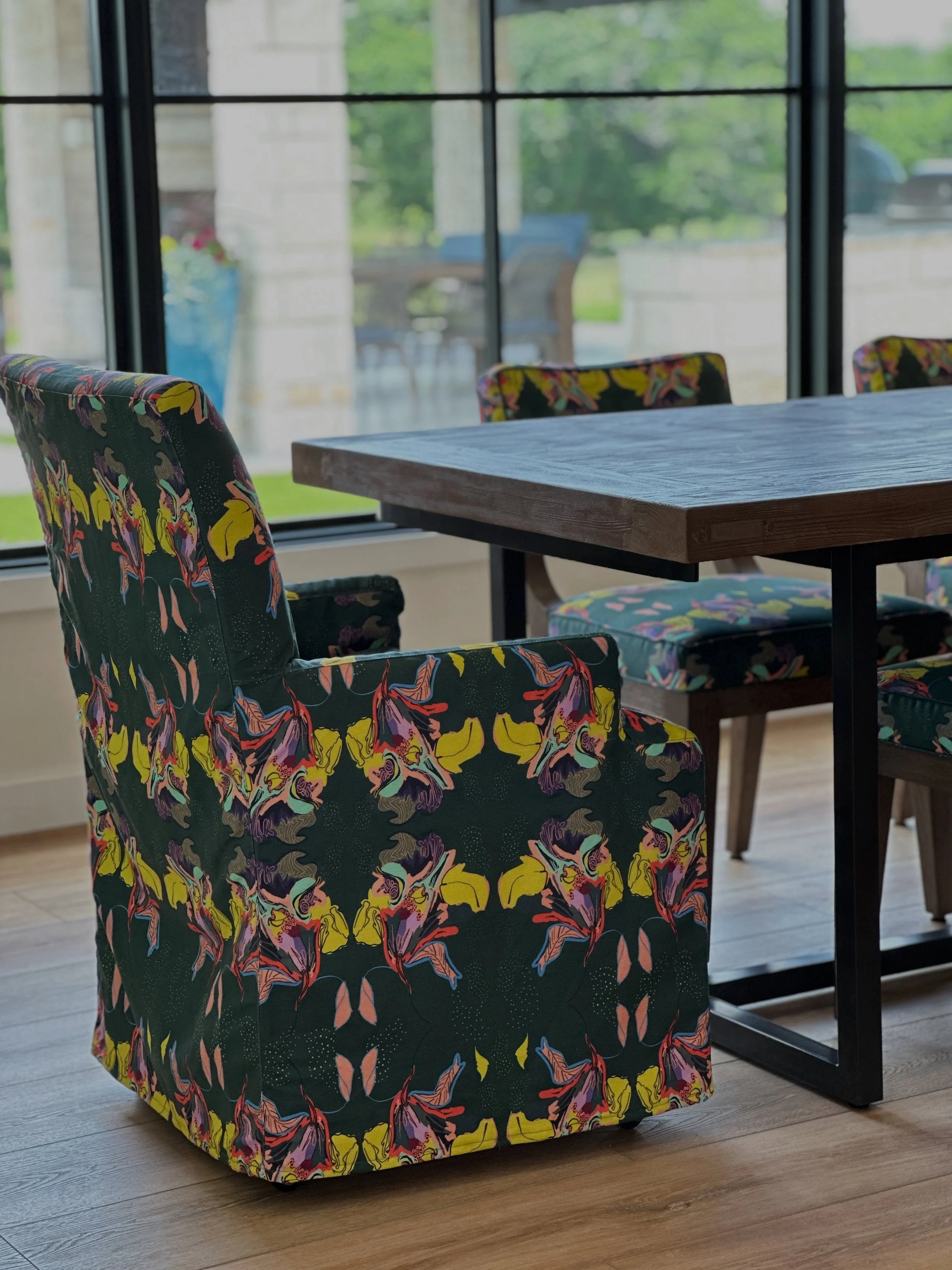 Same Fabric, Different Chairs
&mdash; One Major Impact &mdash; 
And this fabric? We&rsquo;ll never get tired of it! 💚