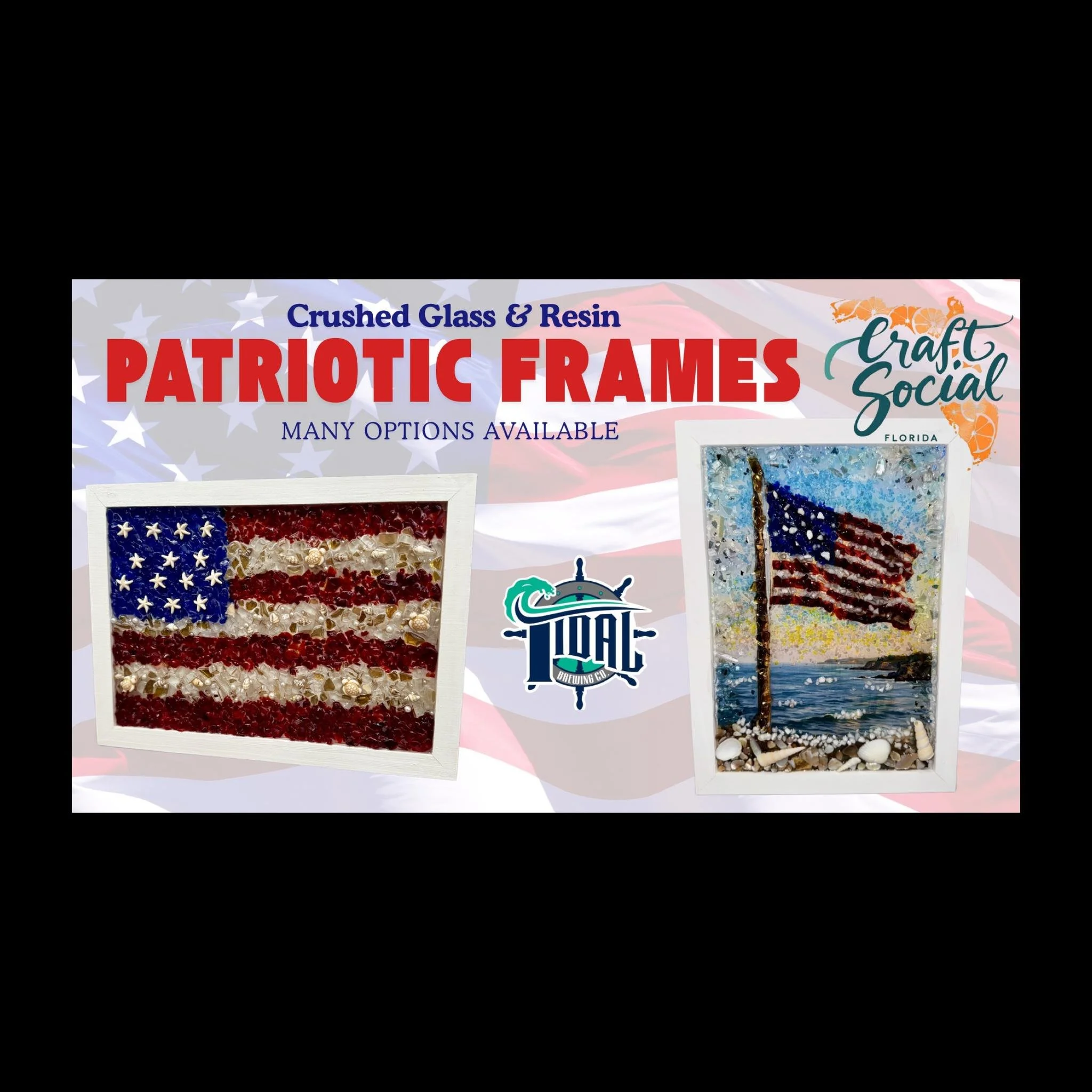 DIY Patriotic Glass &amp; Resin Frames with Craft Social Florida