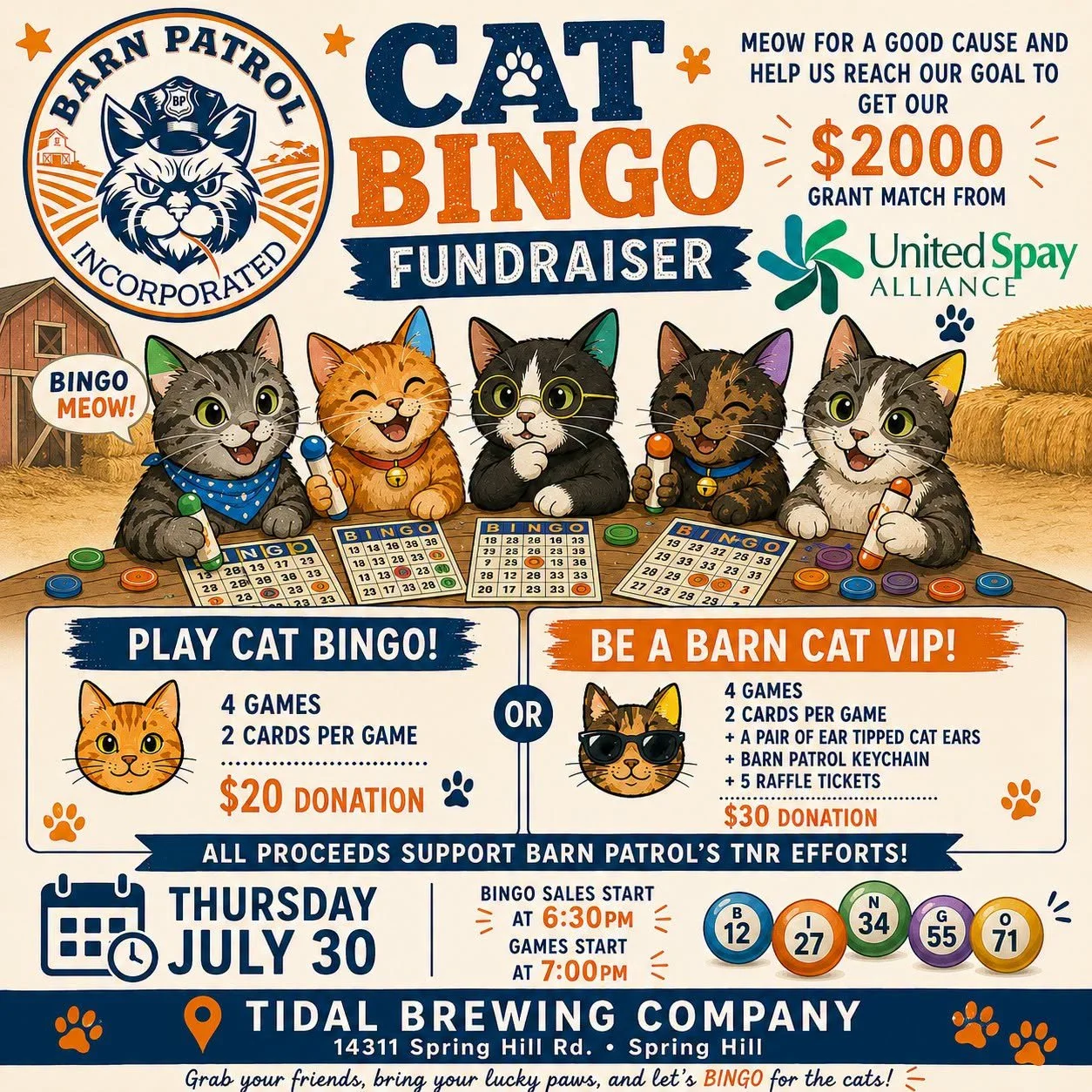 Cat Bingo Fundraiser for Barn Patrol