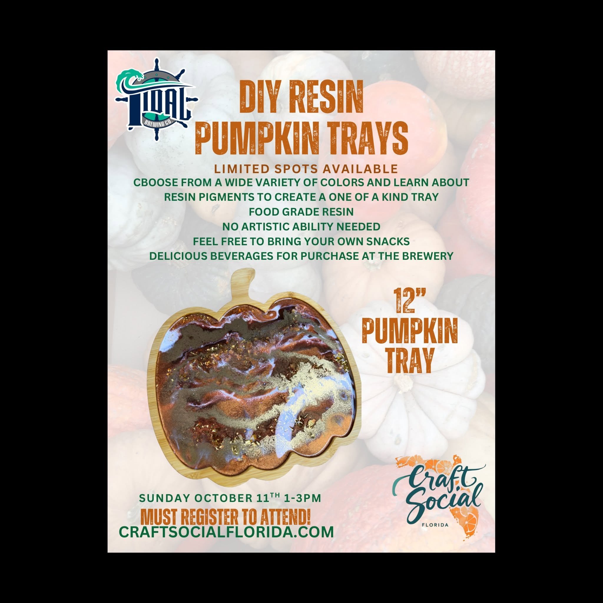 DIY Resin Pumpkin Charcuterie Trays with Craft Social Florida