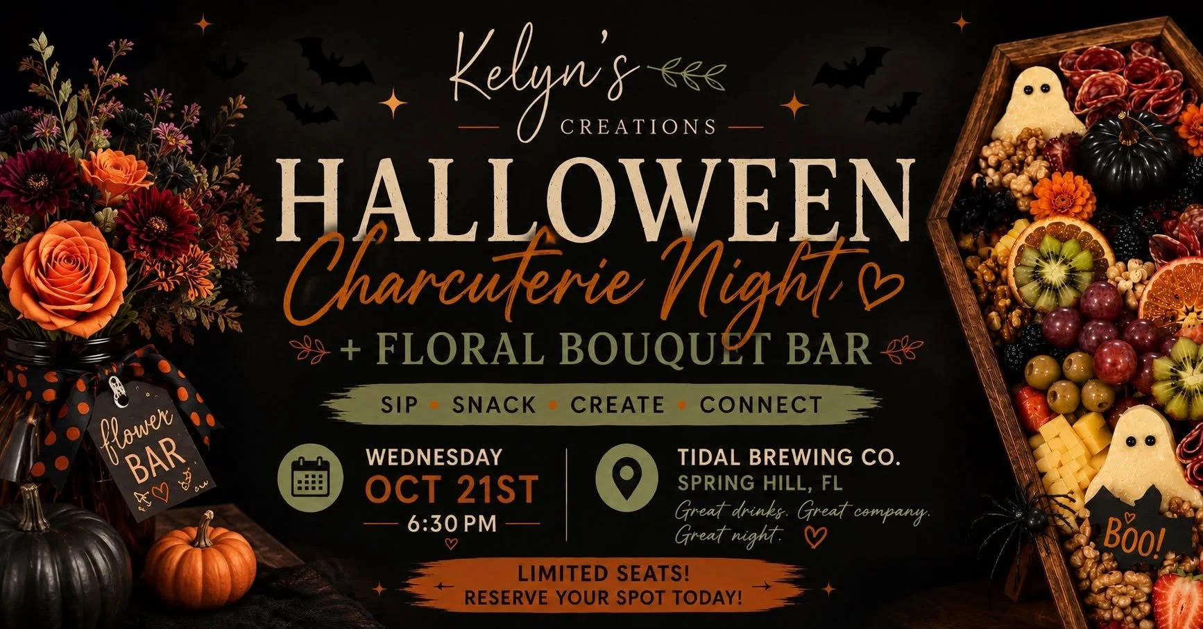 Halloween Charcuterie Workshop &amp; Floral Bouquet Bar with Kelyn's Creations