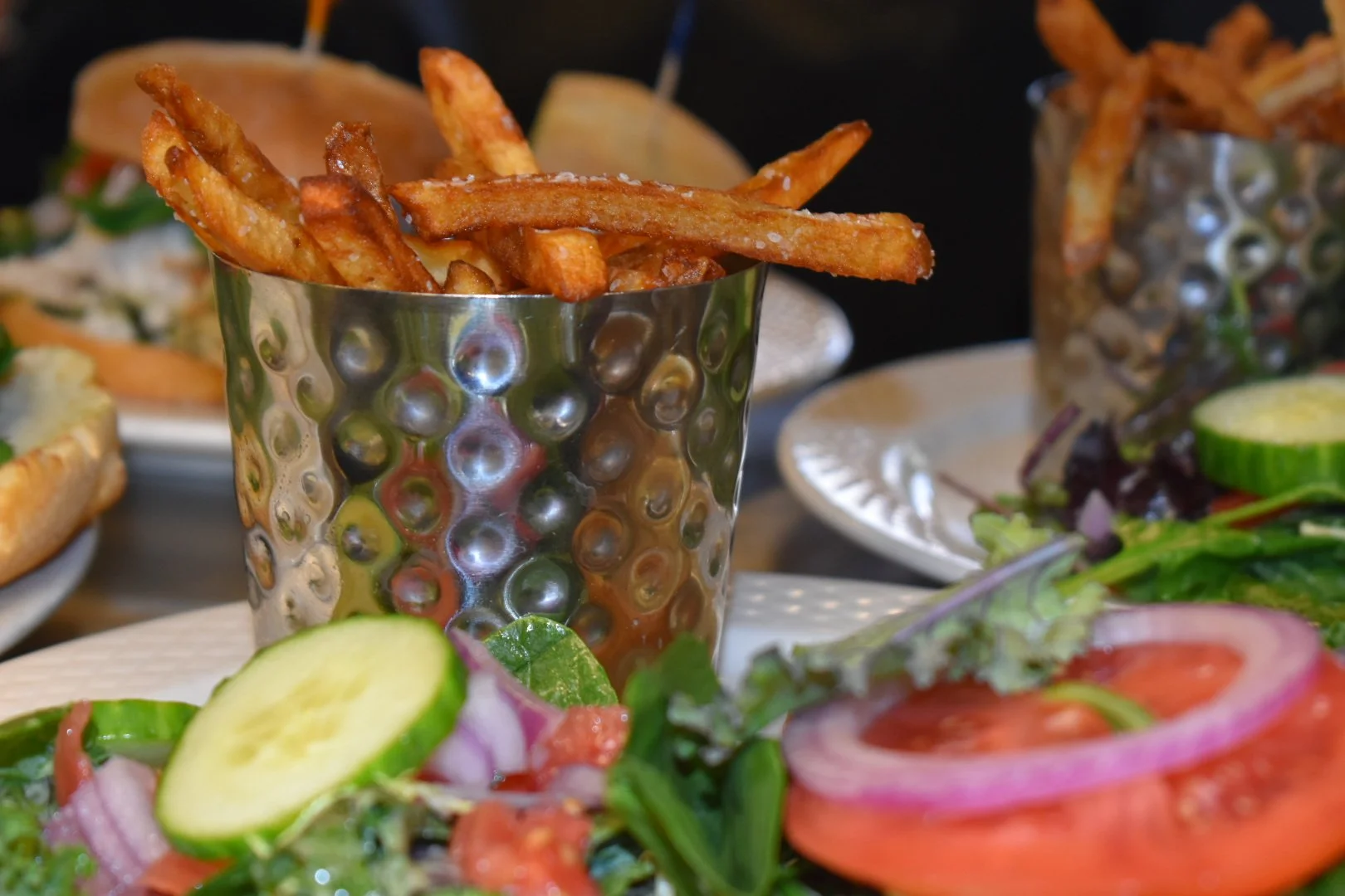      

 
   ALL SANDWICH SPECIALS COME WITH FRENCH FRIES AND A SMALL BLUE CLAY FARM SALAD  AVAILABLE 11 AM - 3 PM  HOUSE SPECIALS  CATFISH SANDWICH - Cornmeal crusted and fried catfish filet with tartar sauce, and L.T.O. on a wheat hoagie. - 16  CHIC