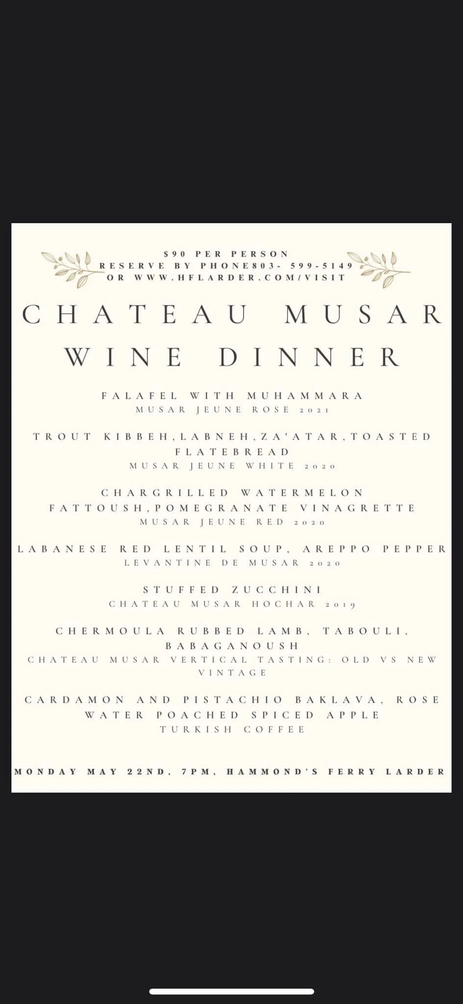 NEW UPCOMING WINE DINNER
