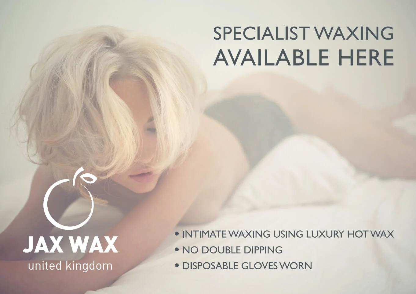 poster advertising that female intimate waxing using Jax Wax is available