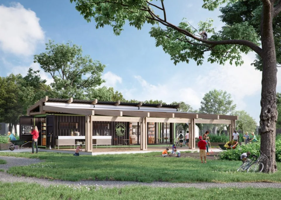 “A rendering of the Food Literacy Project’s teaching pavilion at Iroquois Farm. The organization is working with Luckett & Farley, a Louisville-based architecture, engineering and interior design firm. | Courtesy of the Food Literacy Project”